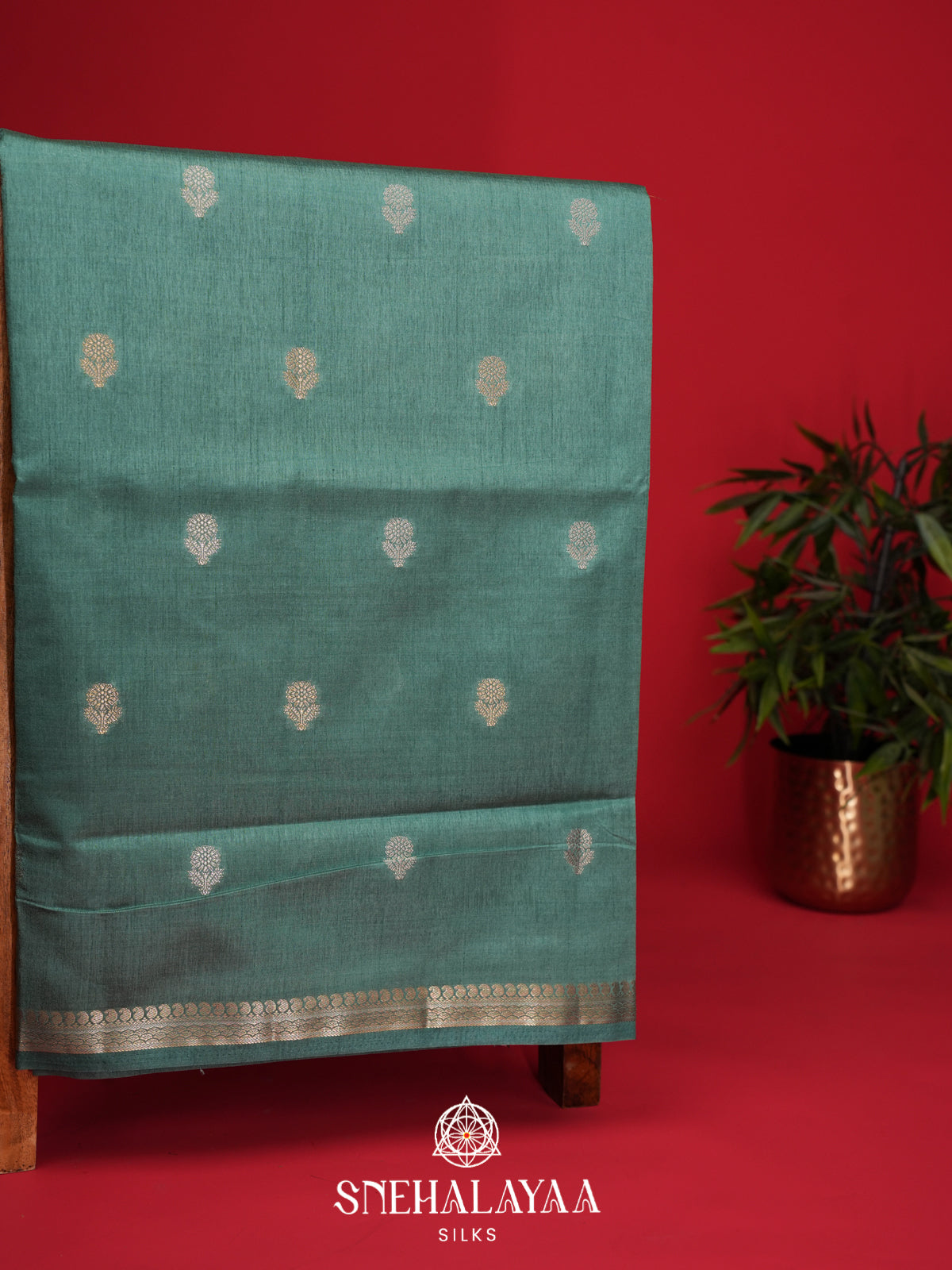 Sage Green Raw Silk Saree