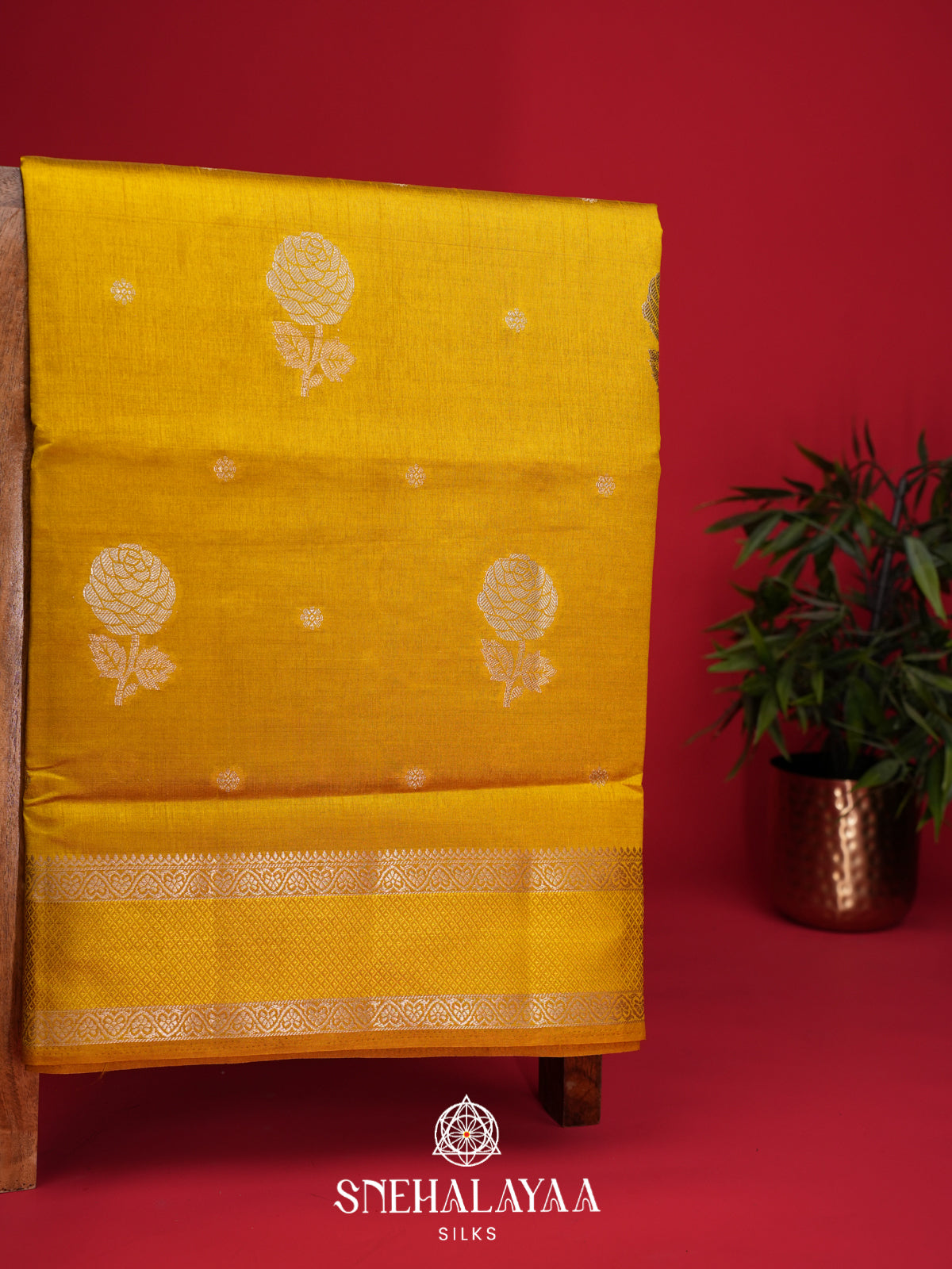 Yellow Raw Silk Saree