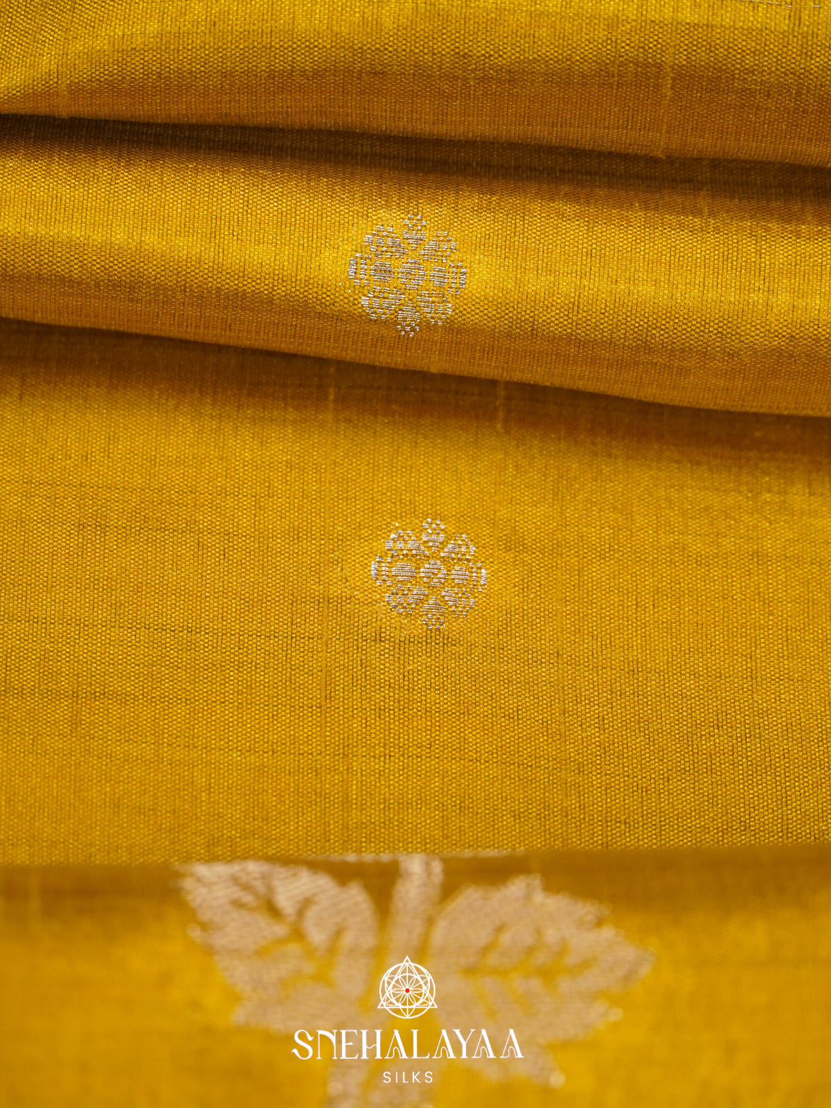 Yellow Raw Silk Saree
