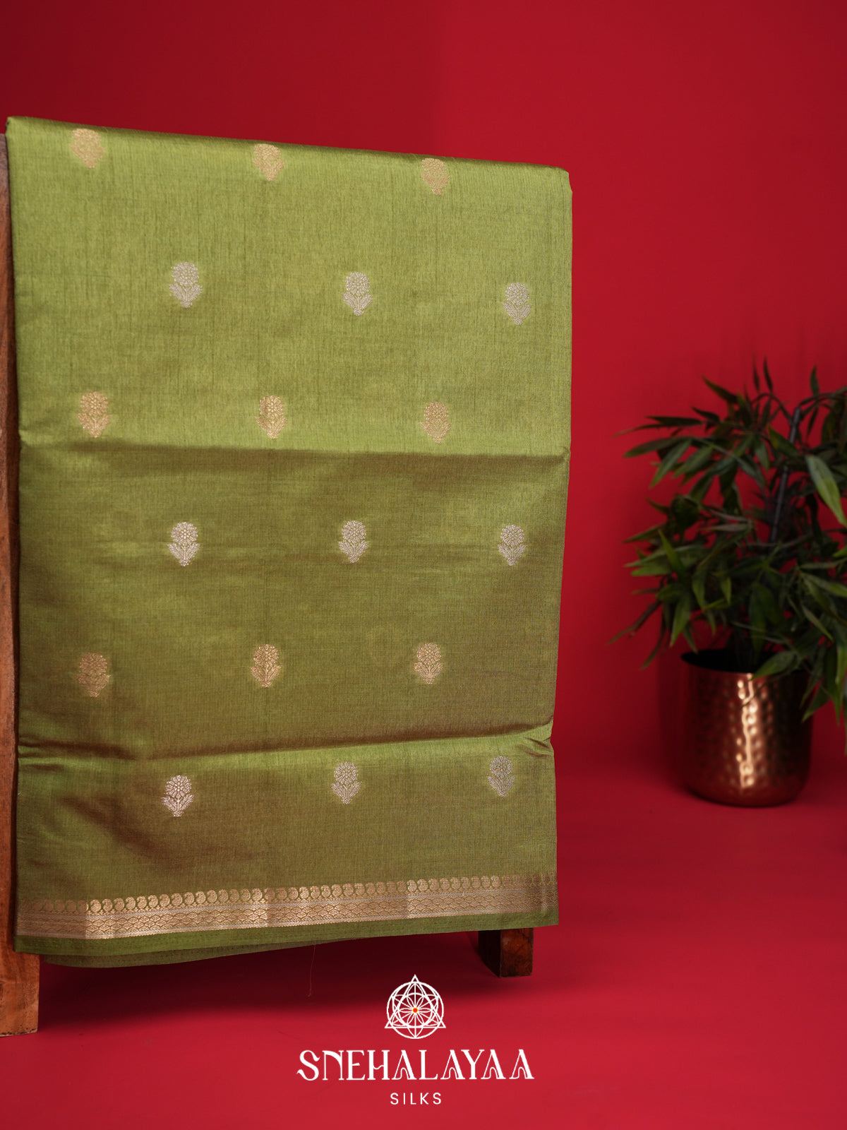 Moss Green Raw Silk Saree