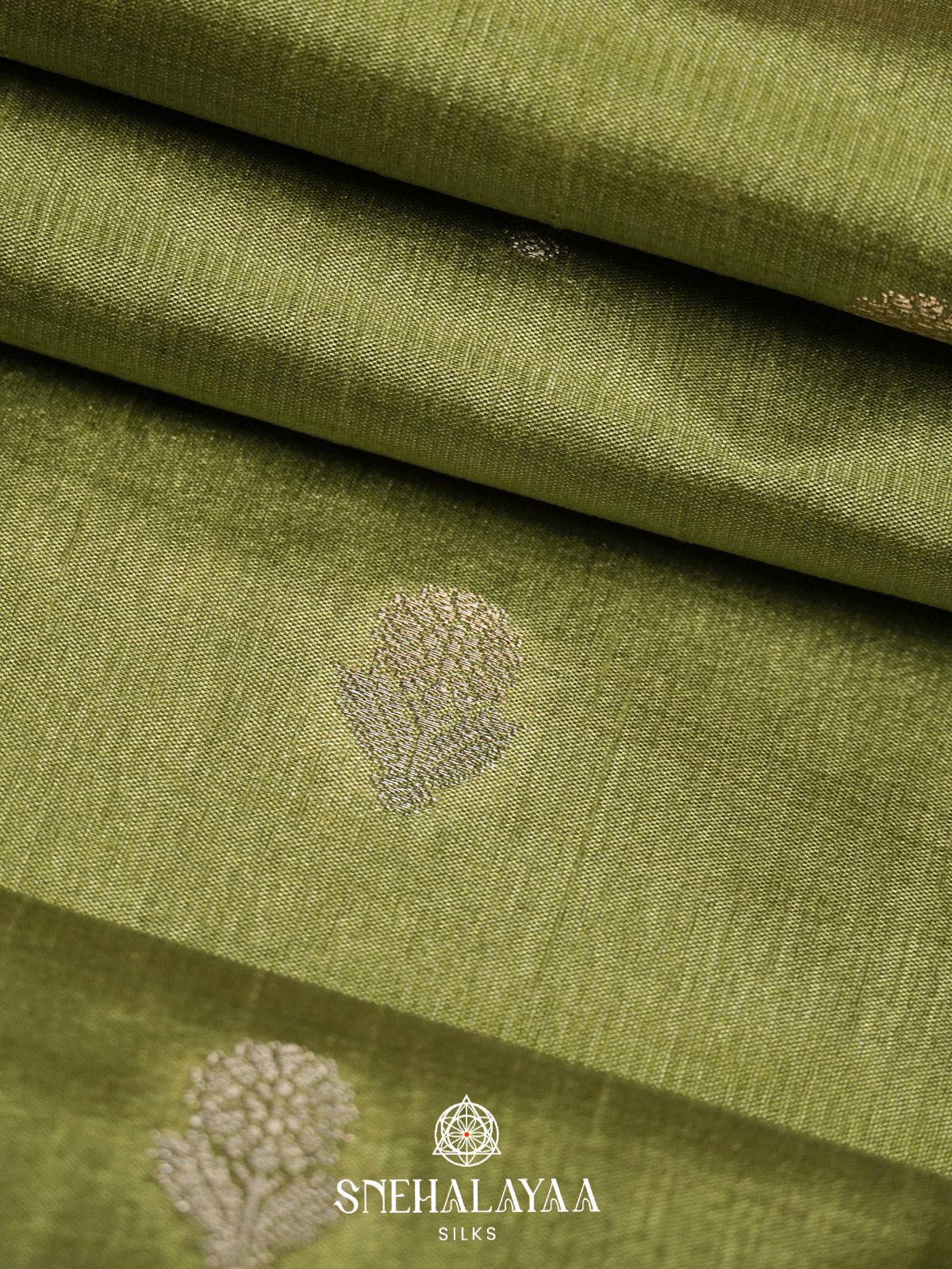 Moss Green Raw Silk Saree