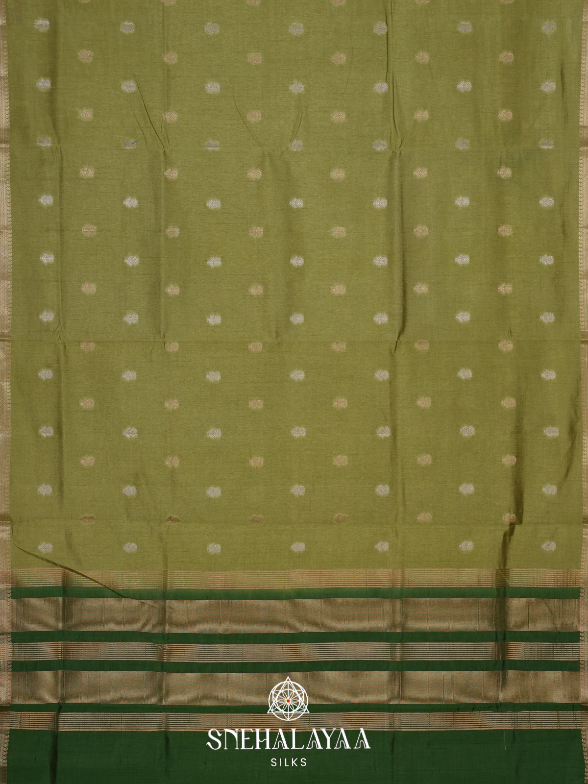 Moss Green Raw Silk Saree