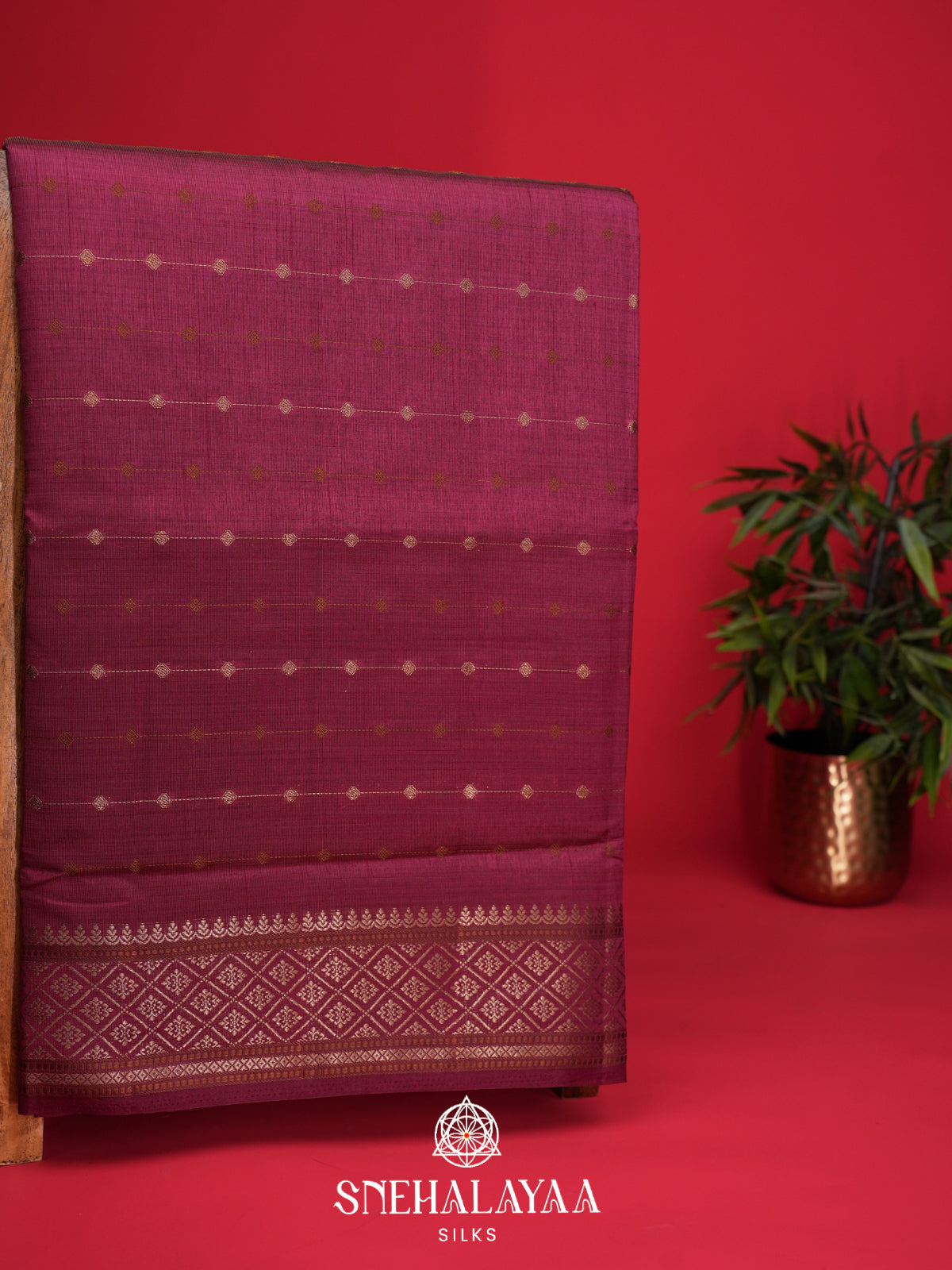 Wine Raw Silk Saree