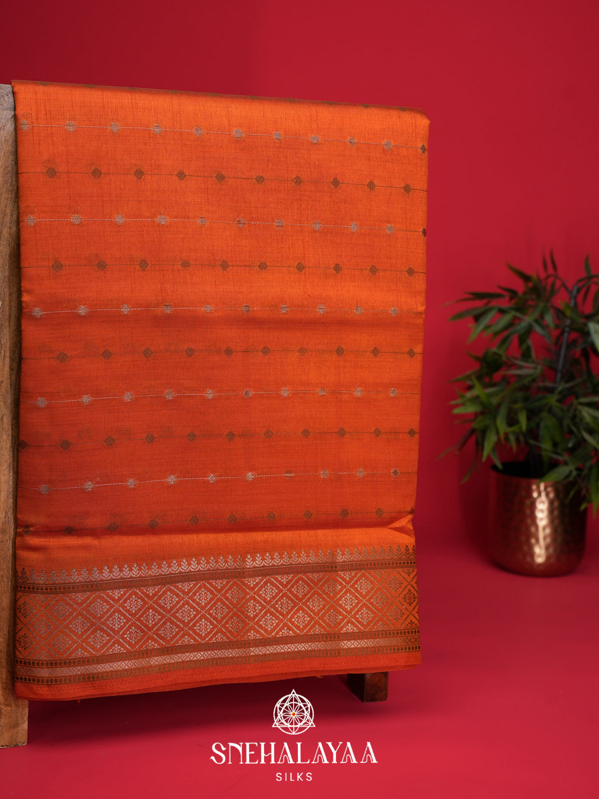 Orange Raw Silk Saree
