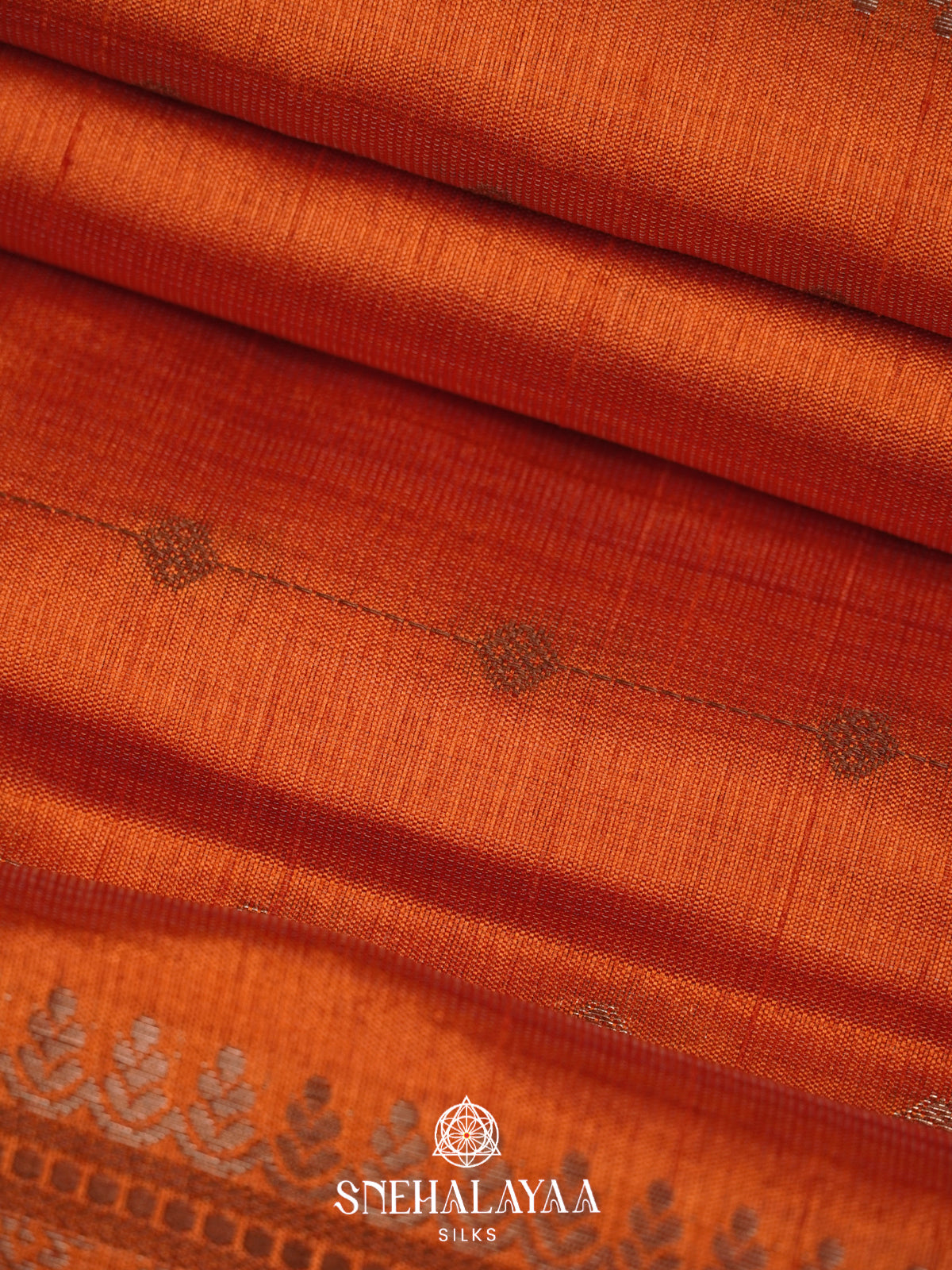 Orange Raw Silk Saree