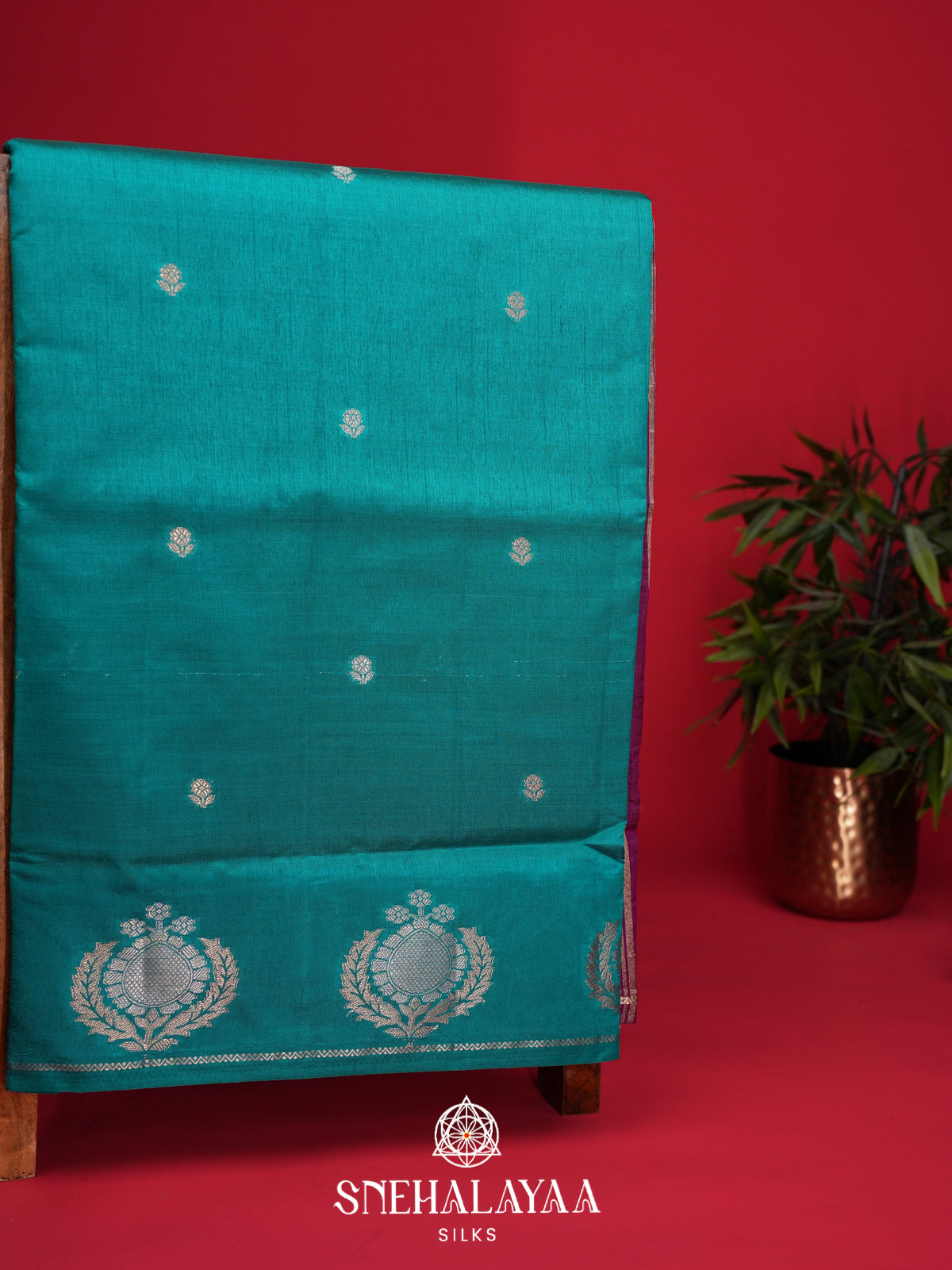 Sky Blue Raw Silk Saree