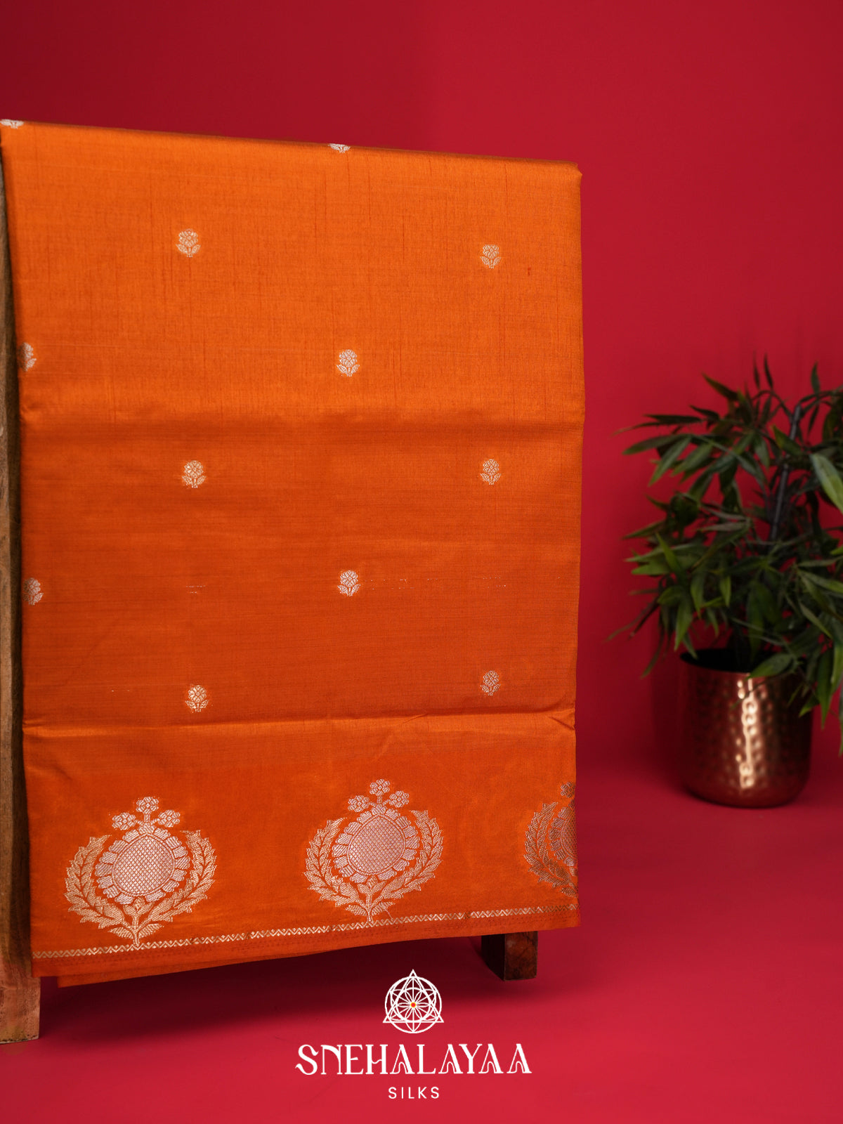 Orange Raw Silk Saree