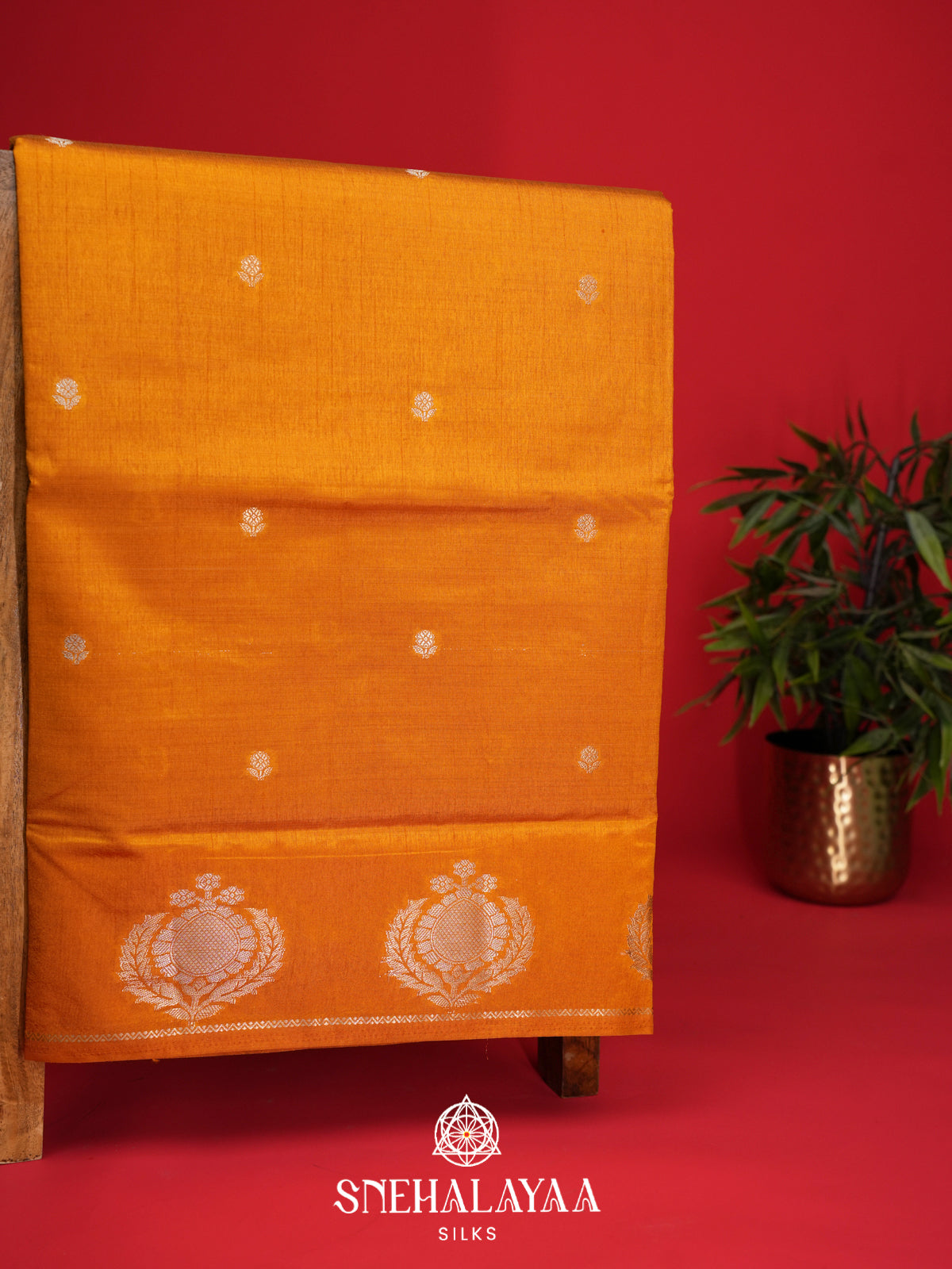 Mango Yellow Raw Silk Saree