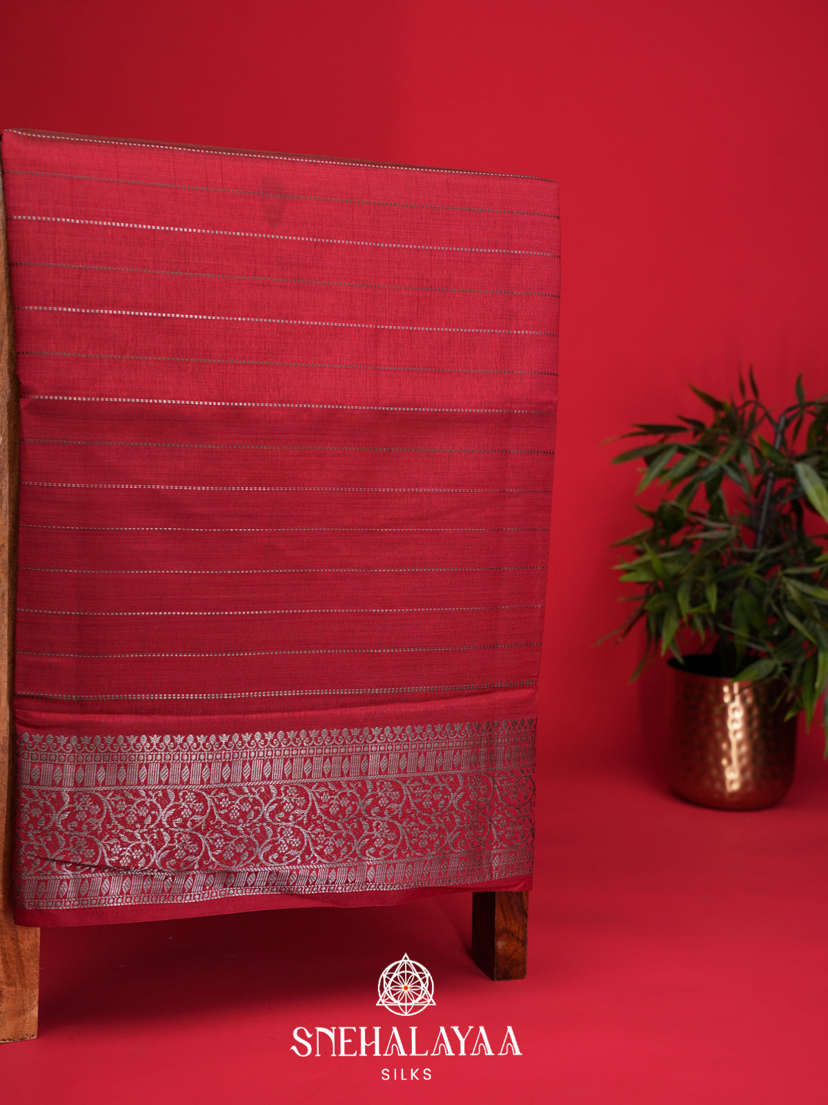 Ruby Red Raw Silk Saree