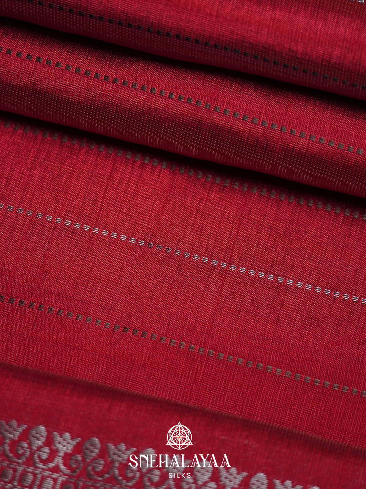 Ruby Red Raw Silk Saree