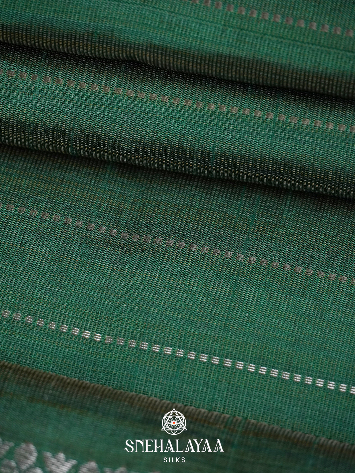 Forest Green Raw Silk Saree