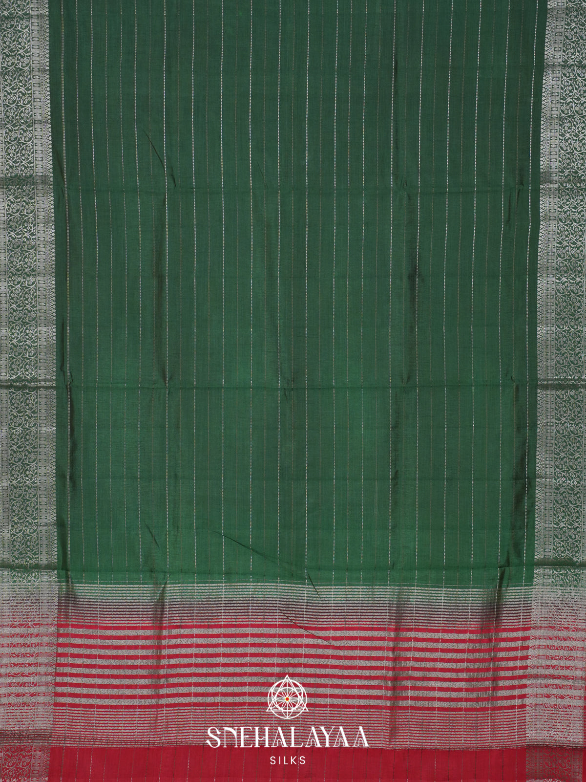 Forest Green Raw Silk Saree