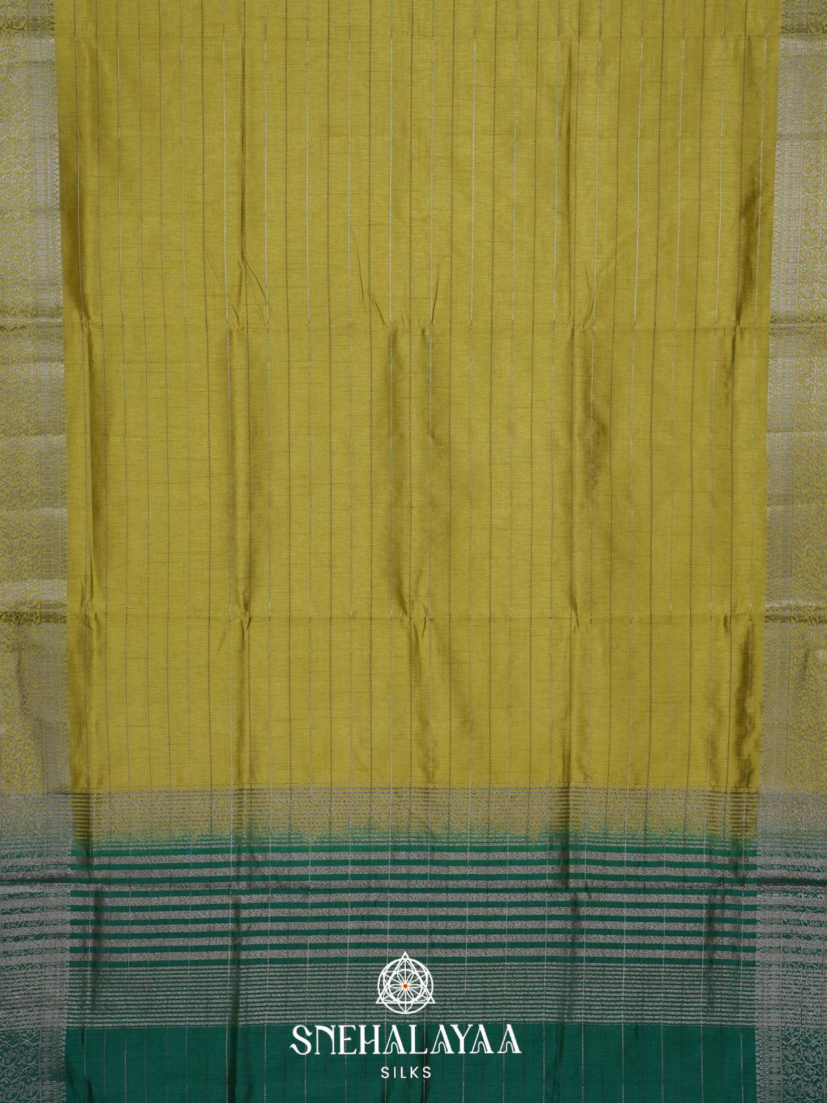 Lime Green Raw Silk Saree