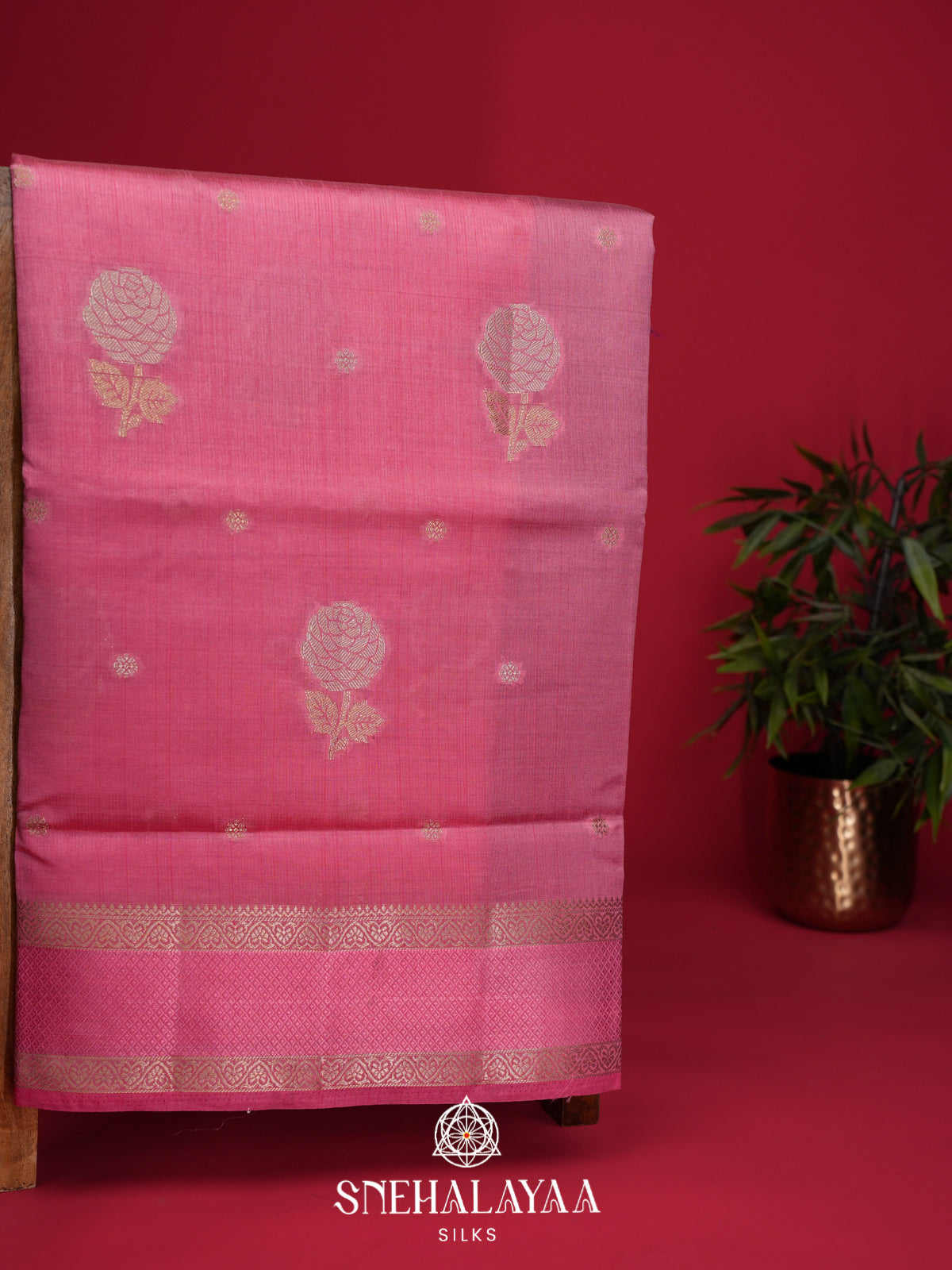 Peach Raw Silk Saree