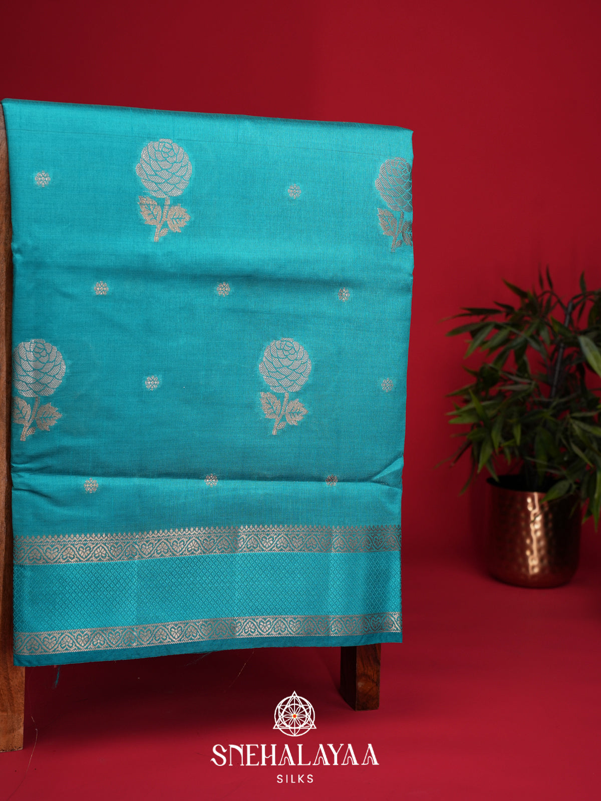 Sky Blue Raw Silk Saree