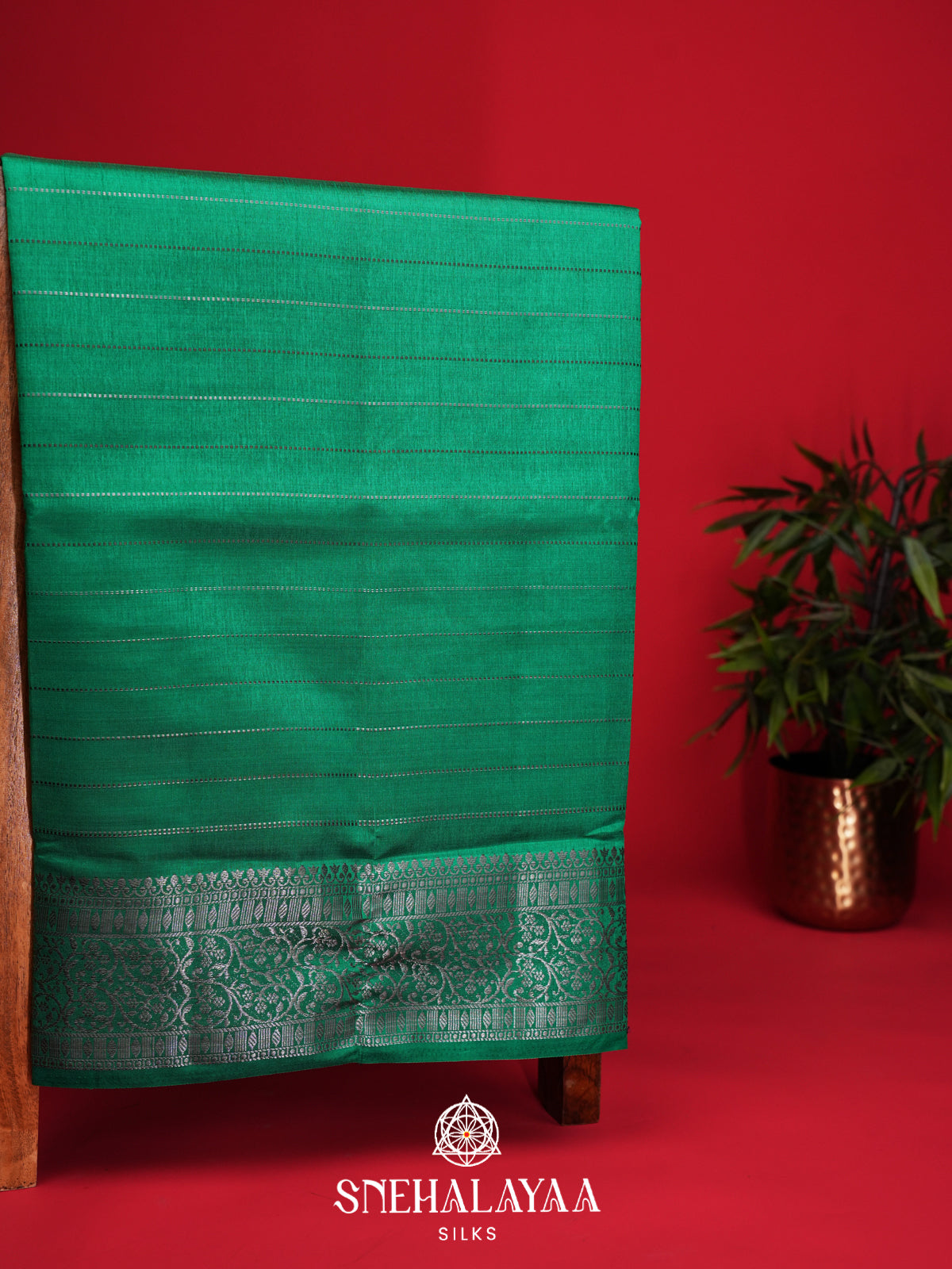 Jade Green Raw Silk Saree