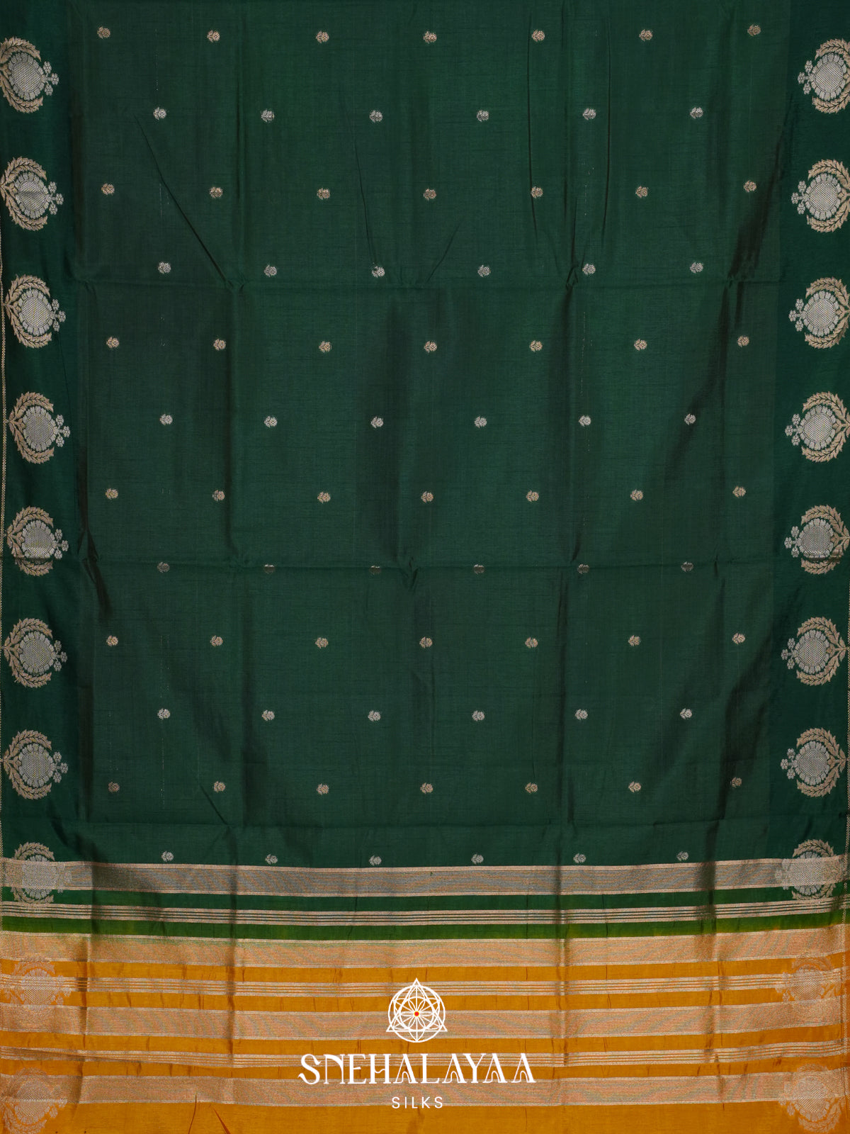 Forest Green Raw Silk Saree