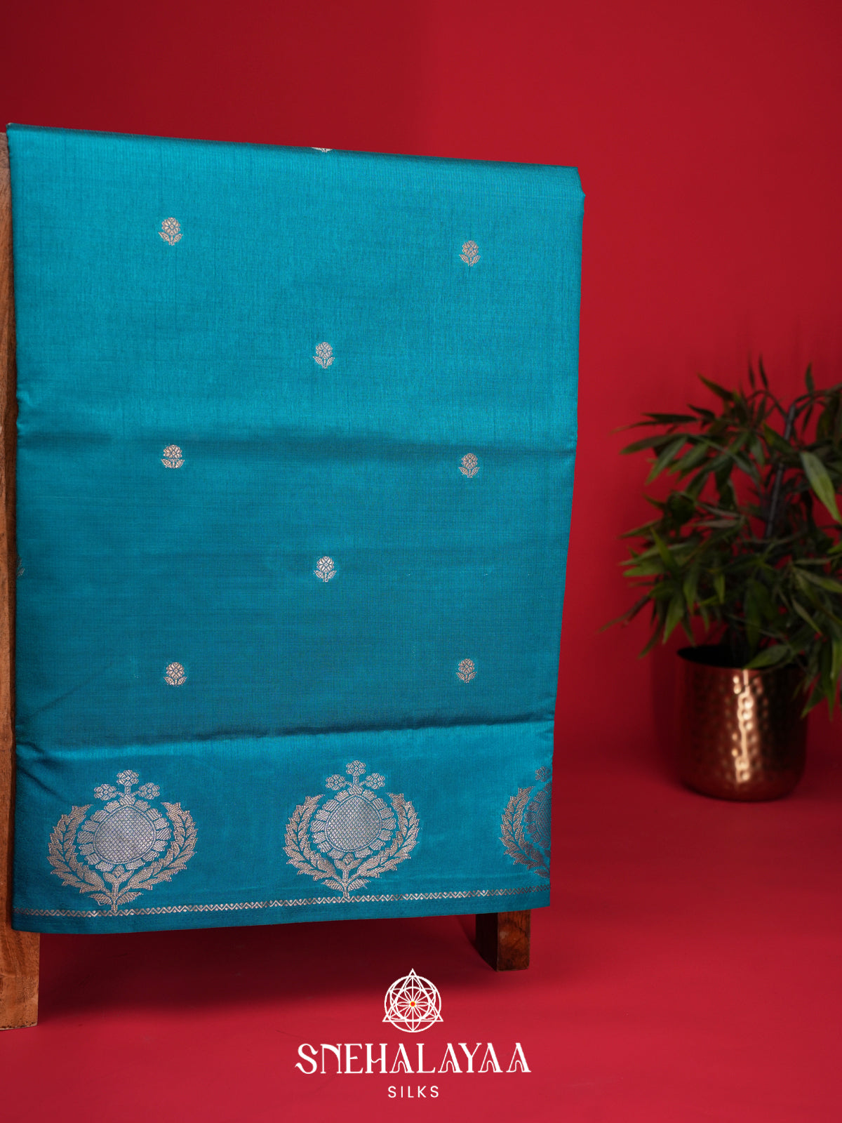 Aqua Blue Raw Silk Saree