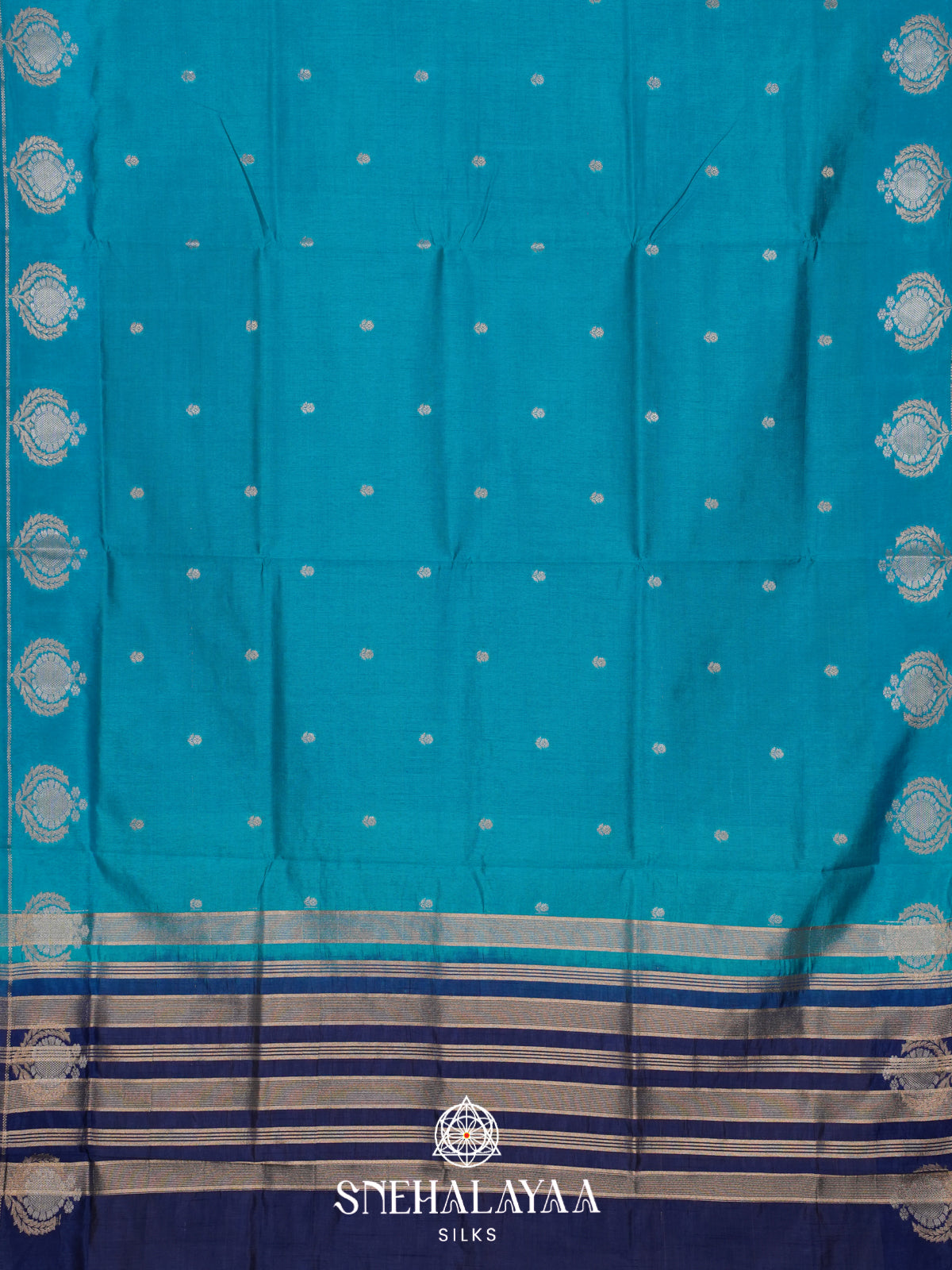 Aqua Blue Raw Silk Saree