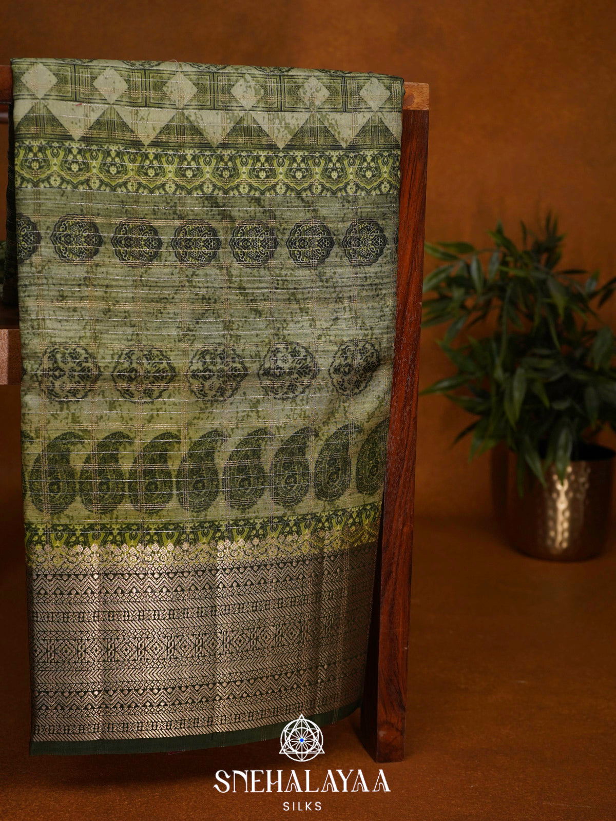 Olive Green  Banaras Saree