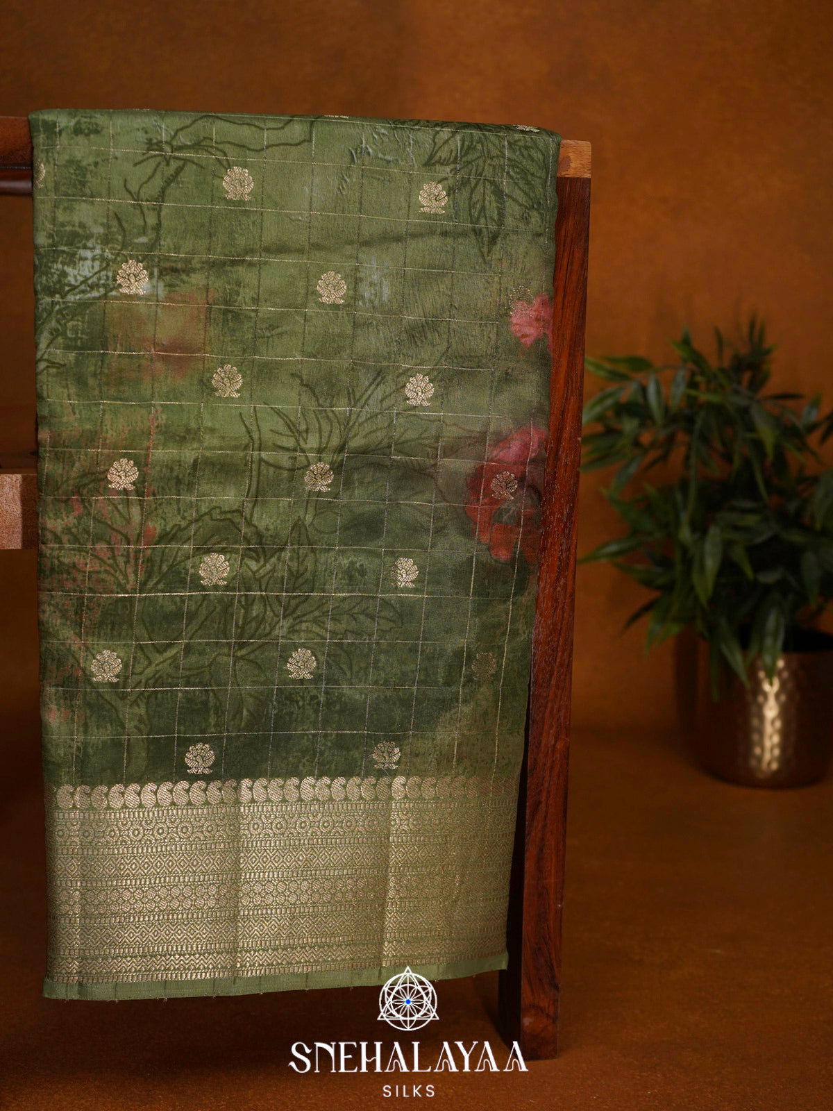 Olive Green  Banaras Saree