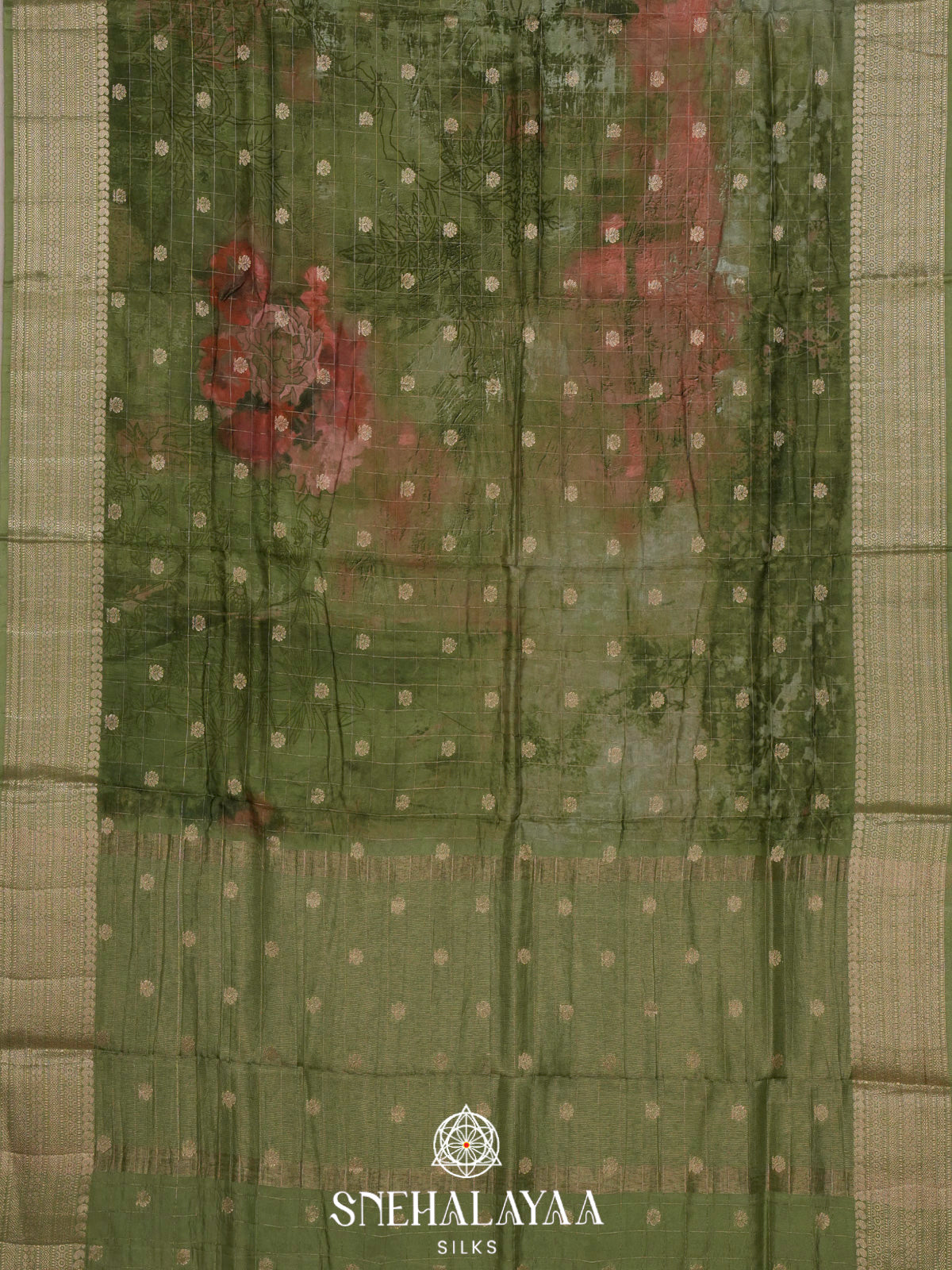 Olive Green  Banaras Saree