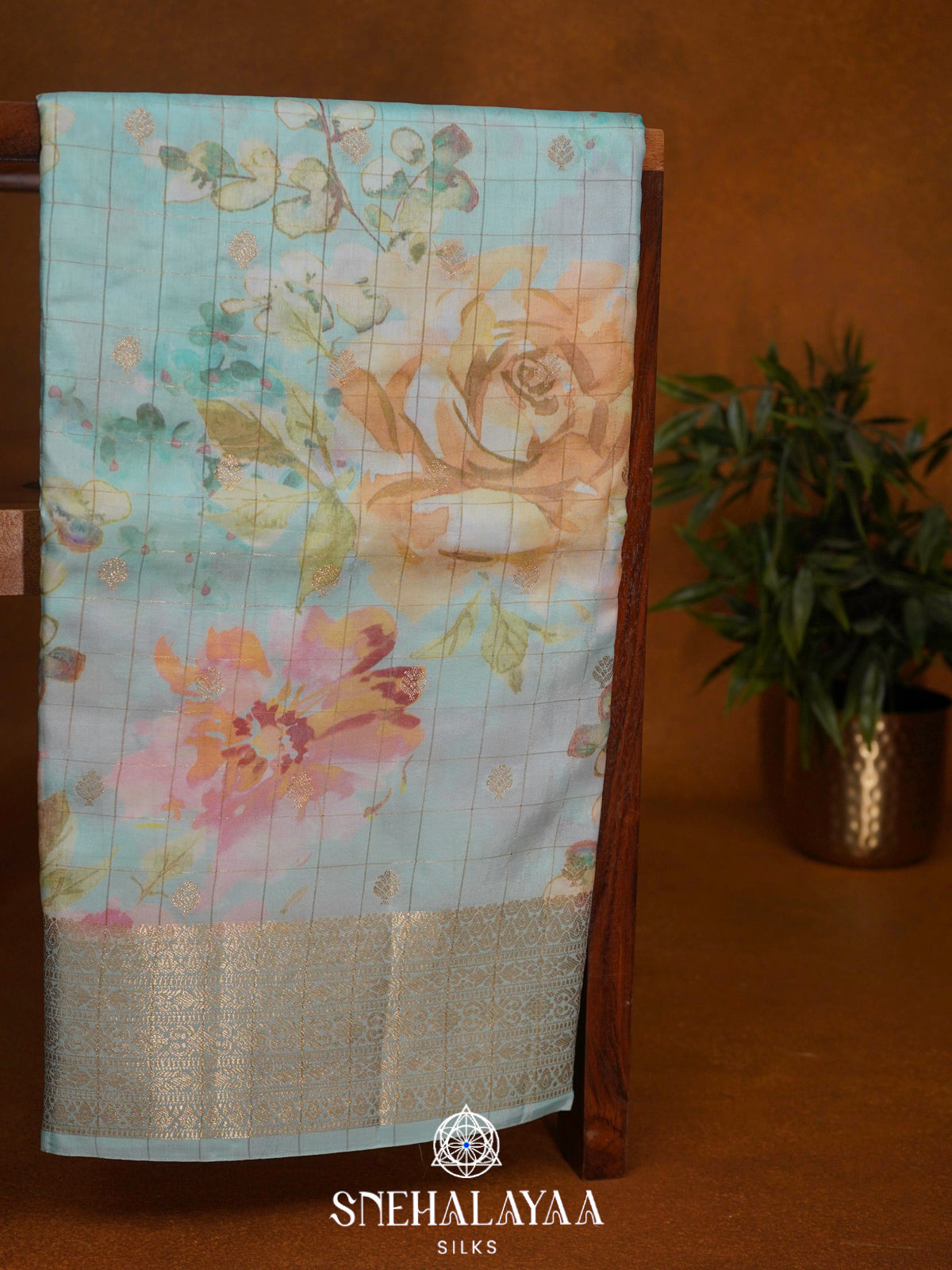 Pale Blue  Banaras Saree