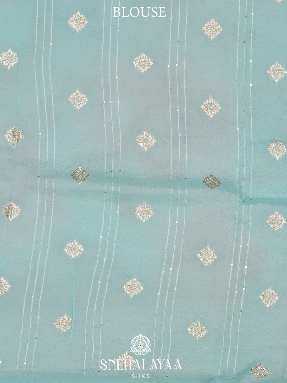 Pale Blue  Banaras Saree