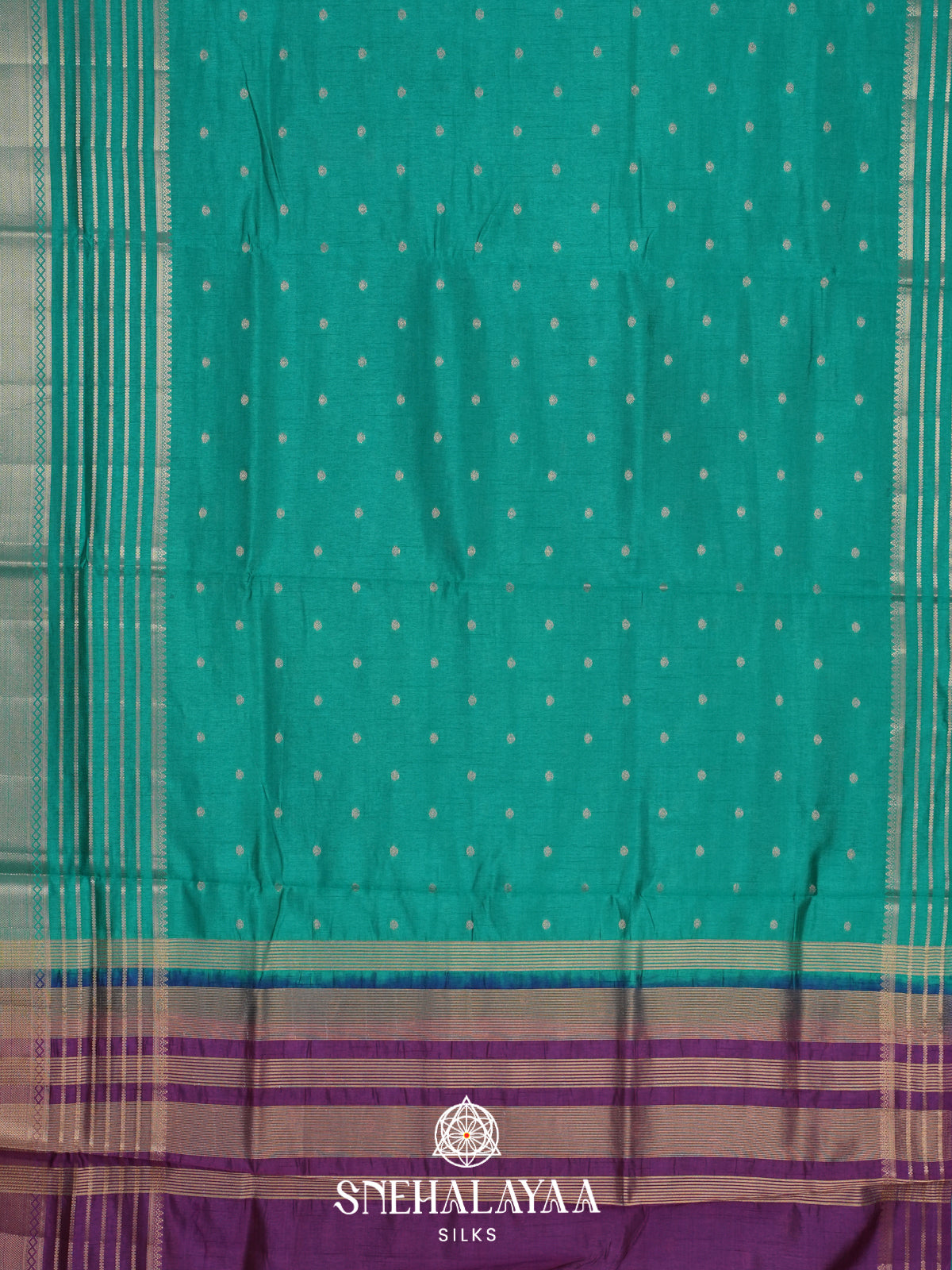 Teal Green Raw Silk Saree