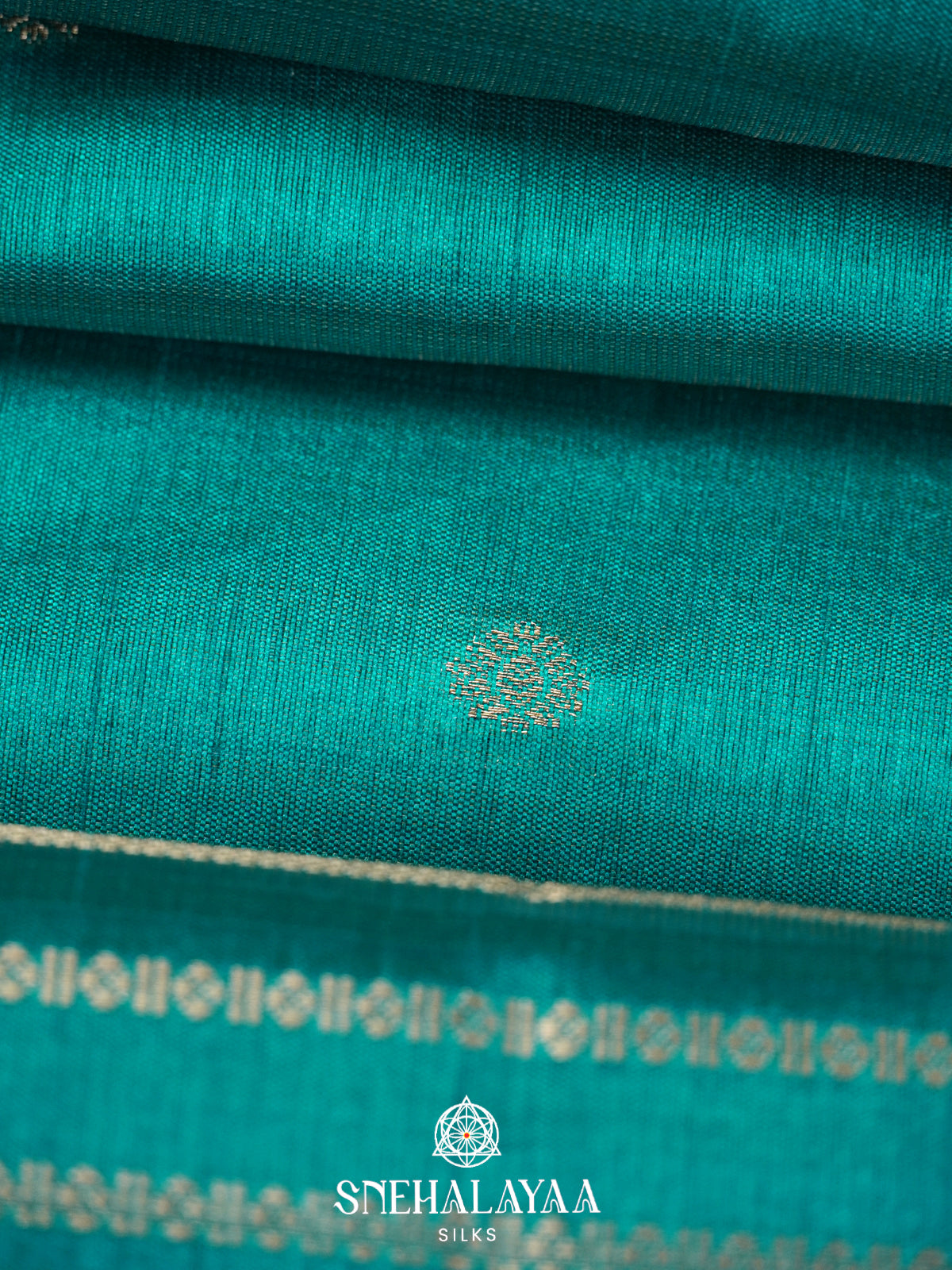 Teal Green Raw Silk Saree