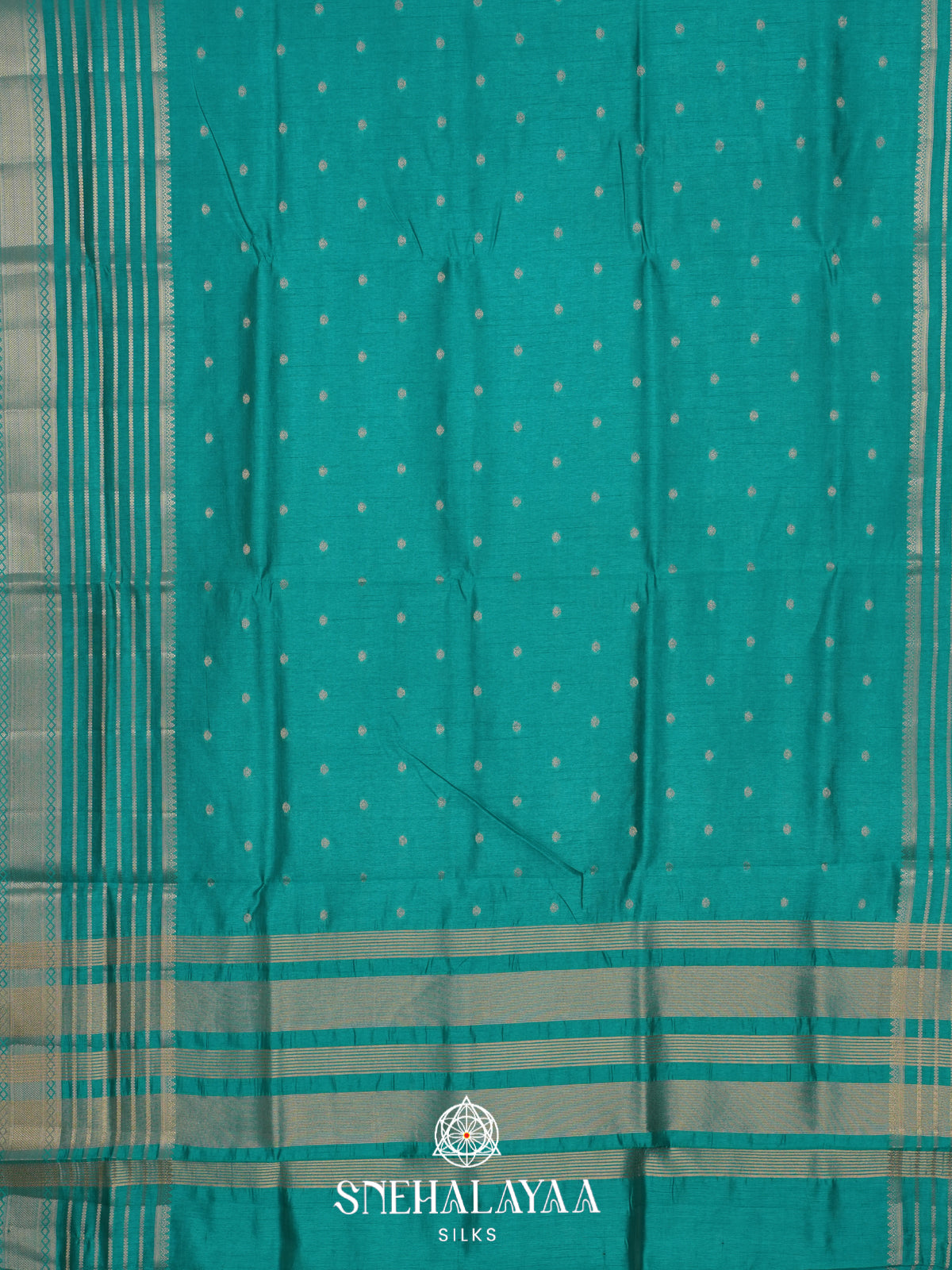 Teal Green Raw Silk Saree