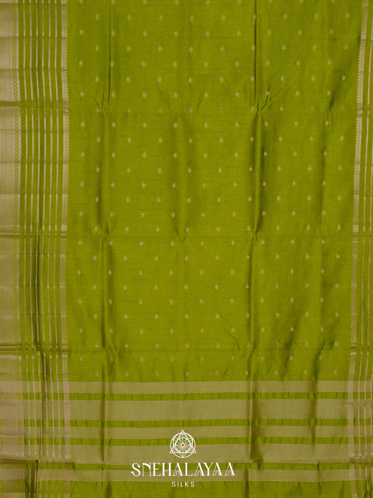Lime Green Raw Silk Saree