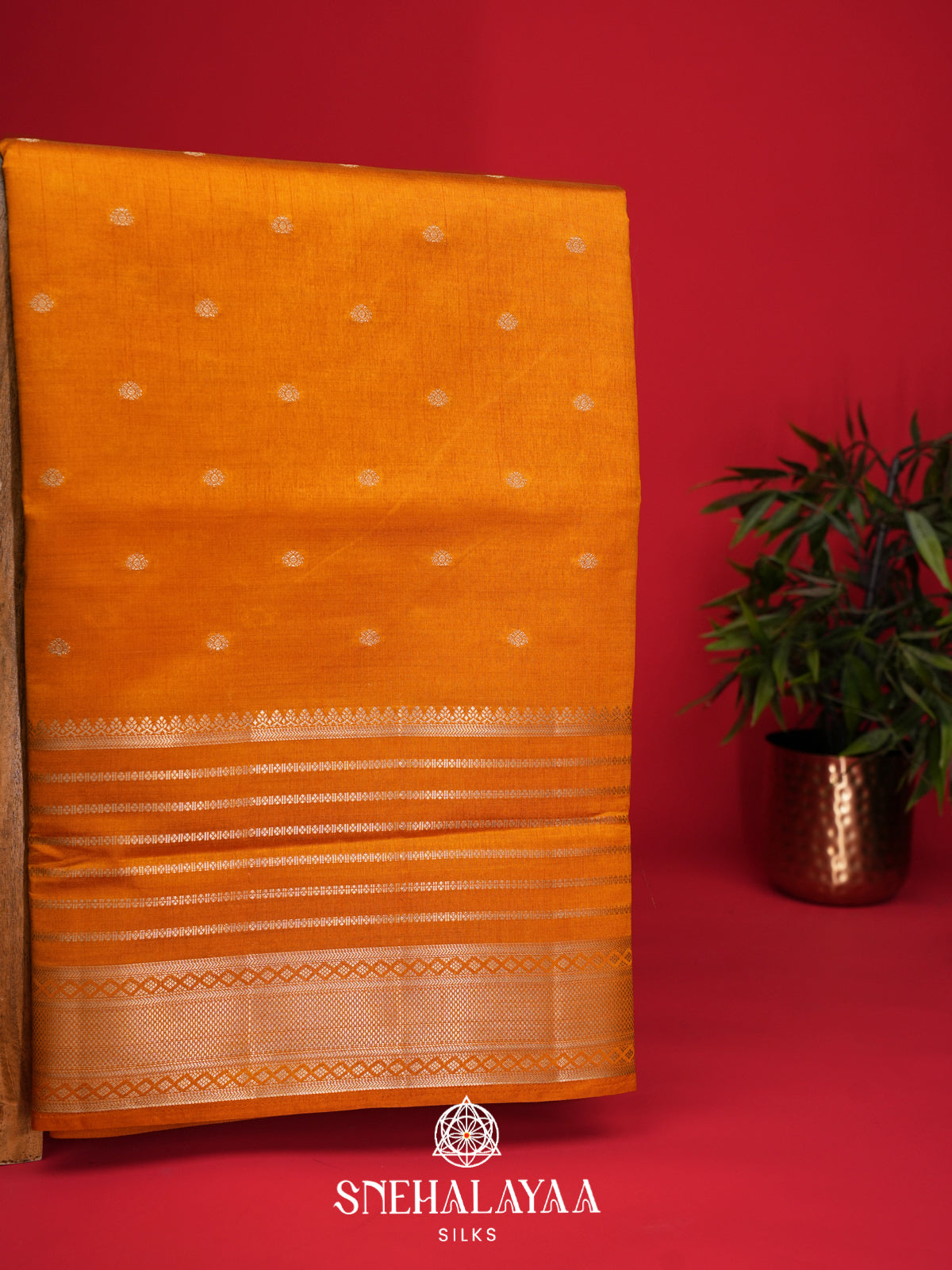 Mango Yellow Raw Silk Saree