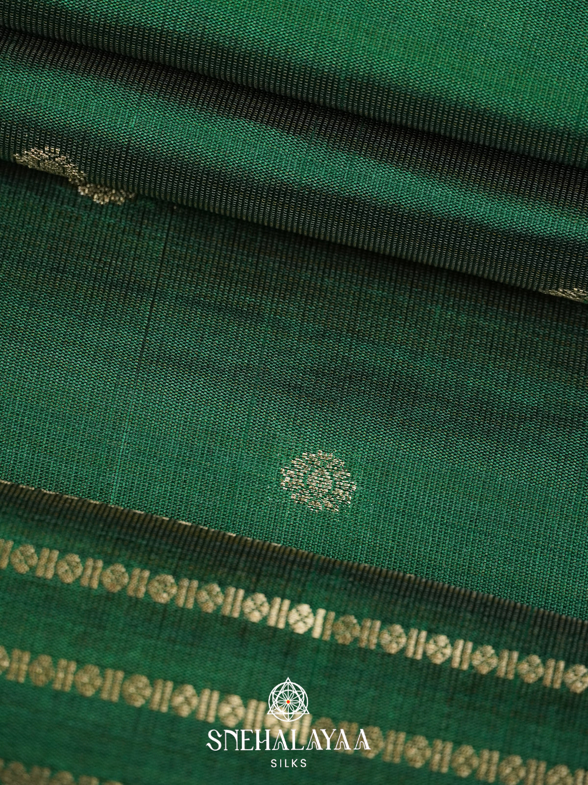 Forest Green Raw Silk Saree