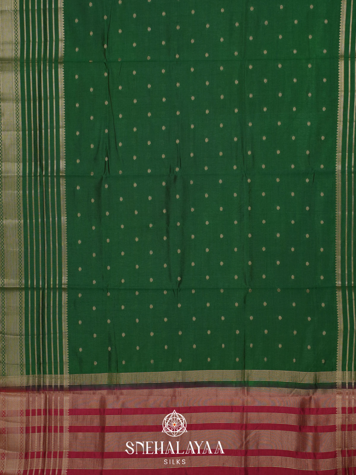 Forest Green Raw Silk Saree