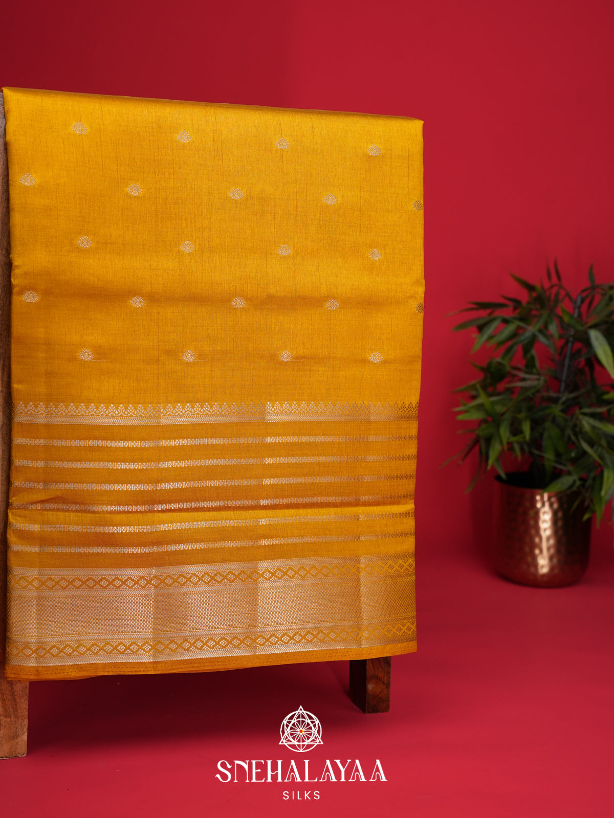 Mango Yellow Raw Silk Saree