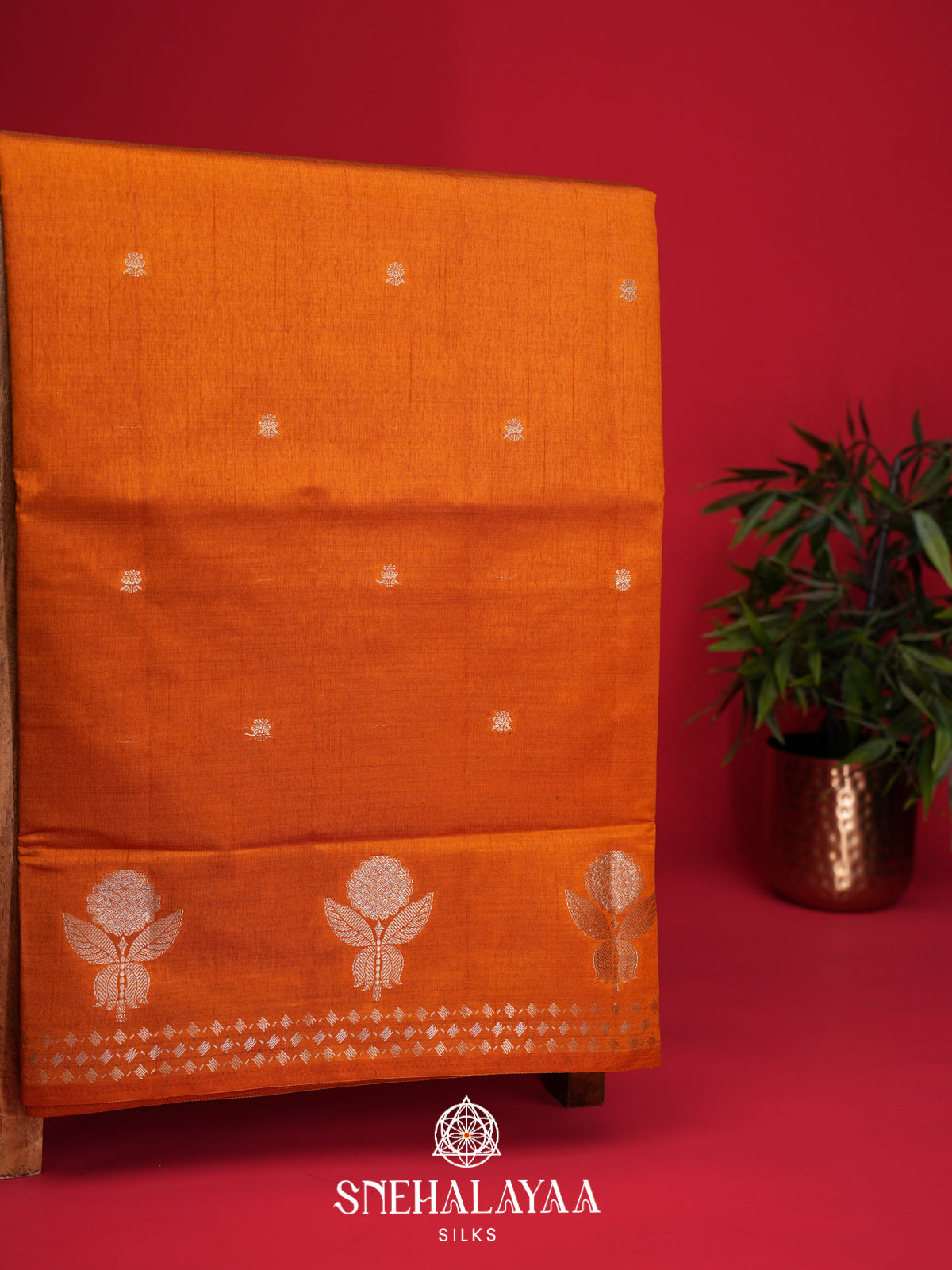 Orange Raw Silk Saree