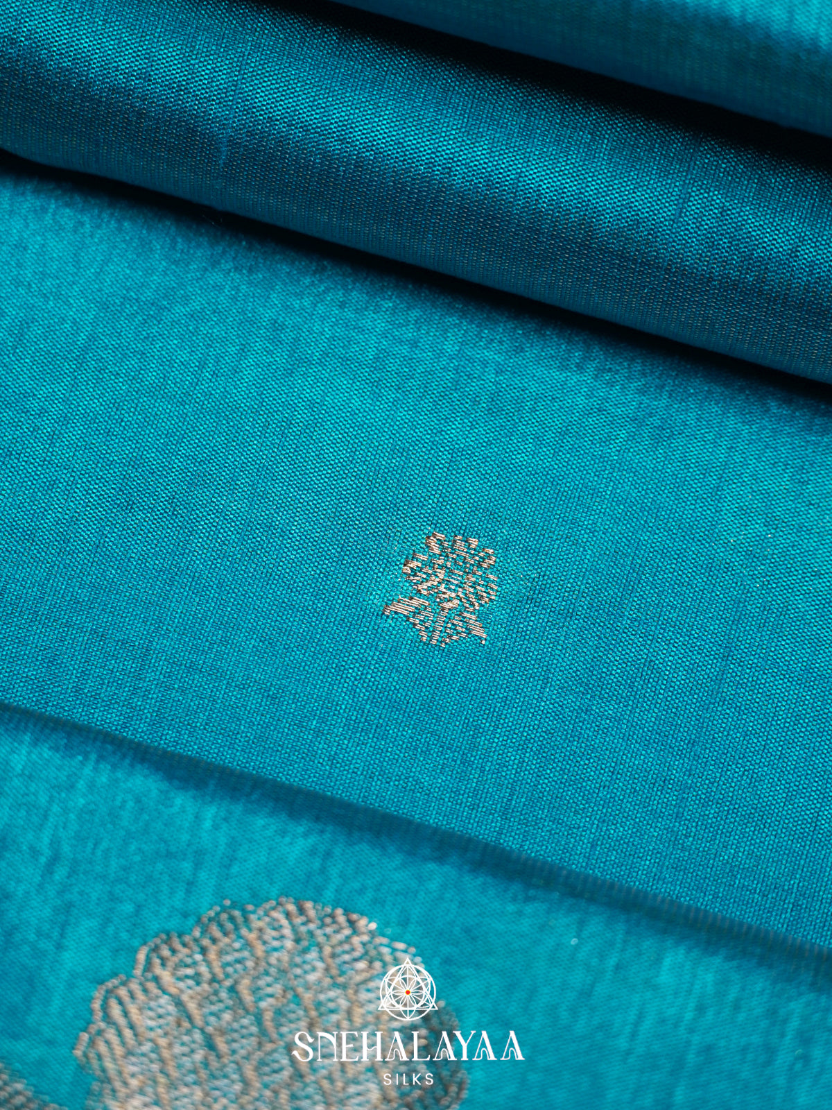 Aqua Blue Raw Silk Saree