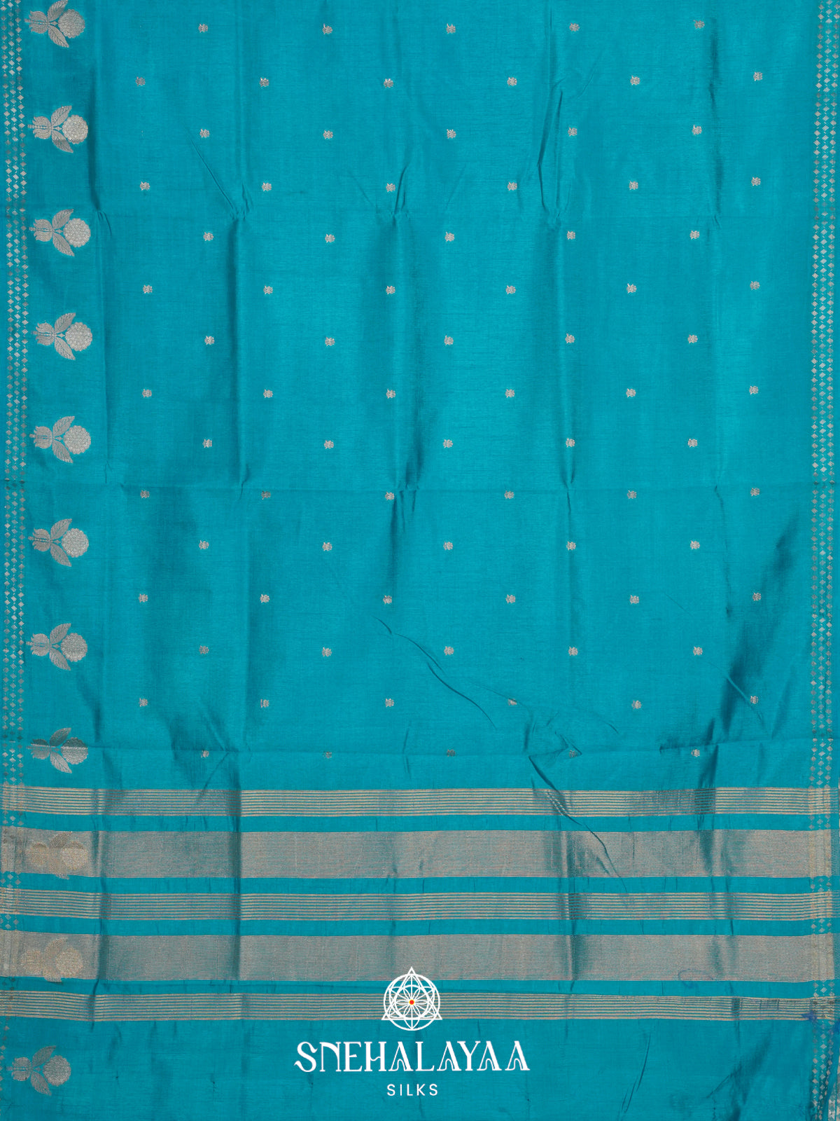 Aqua Blue Raw Silk Saree