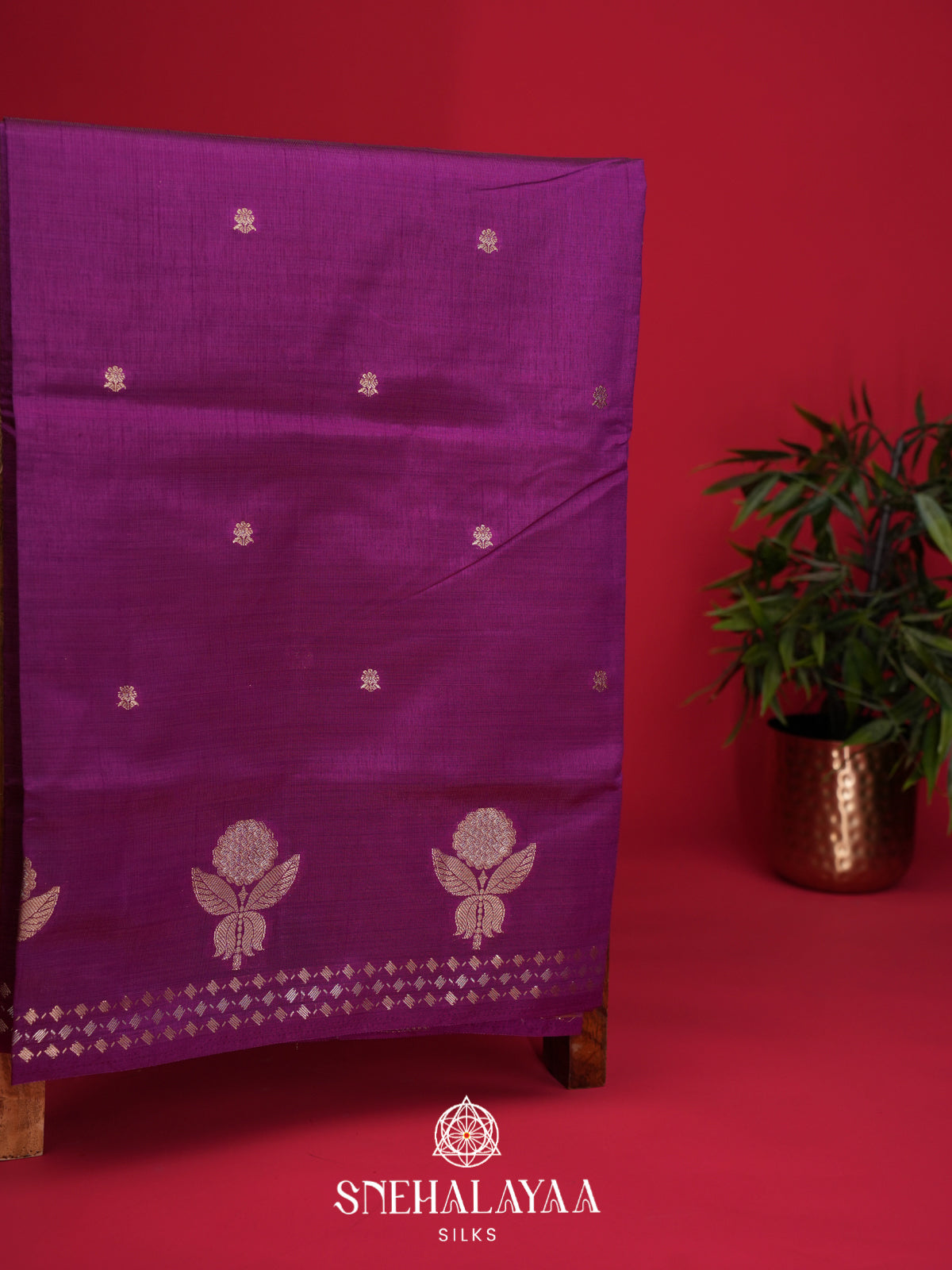 Magenta Raw Silk Saree