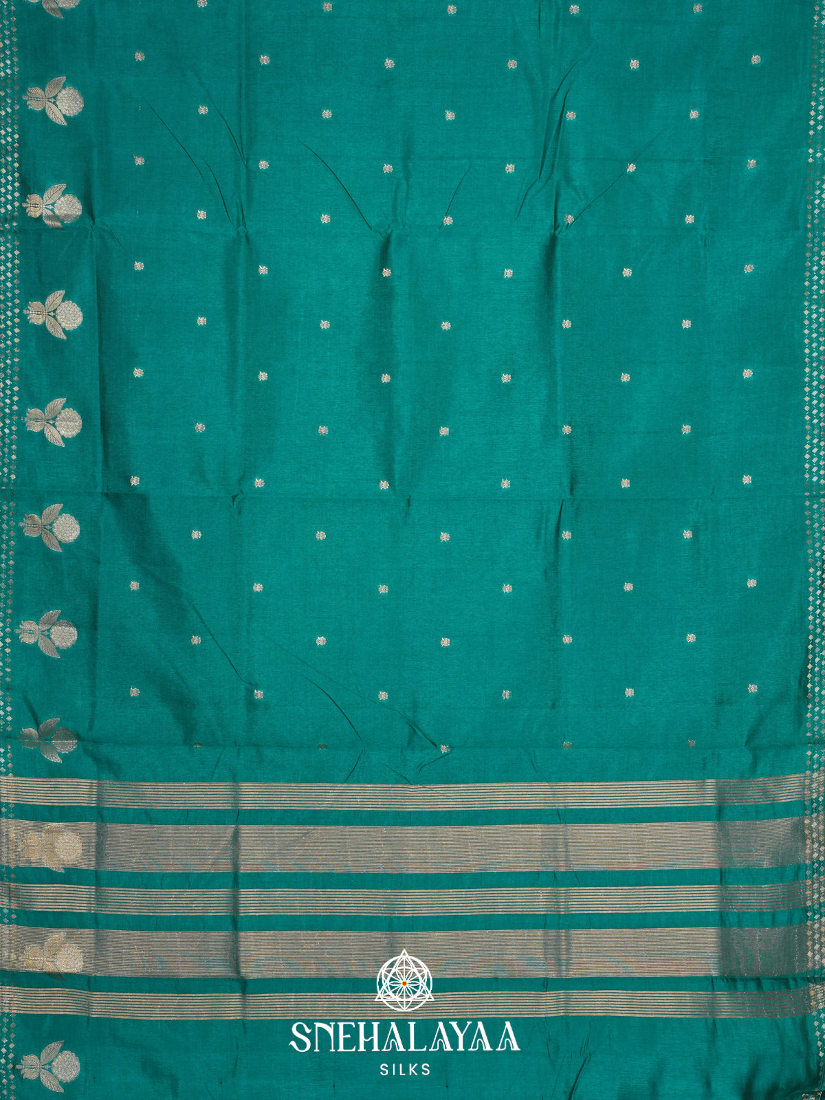 Teal Green Raw Silk Saree
