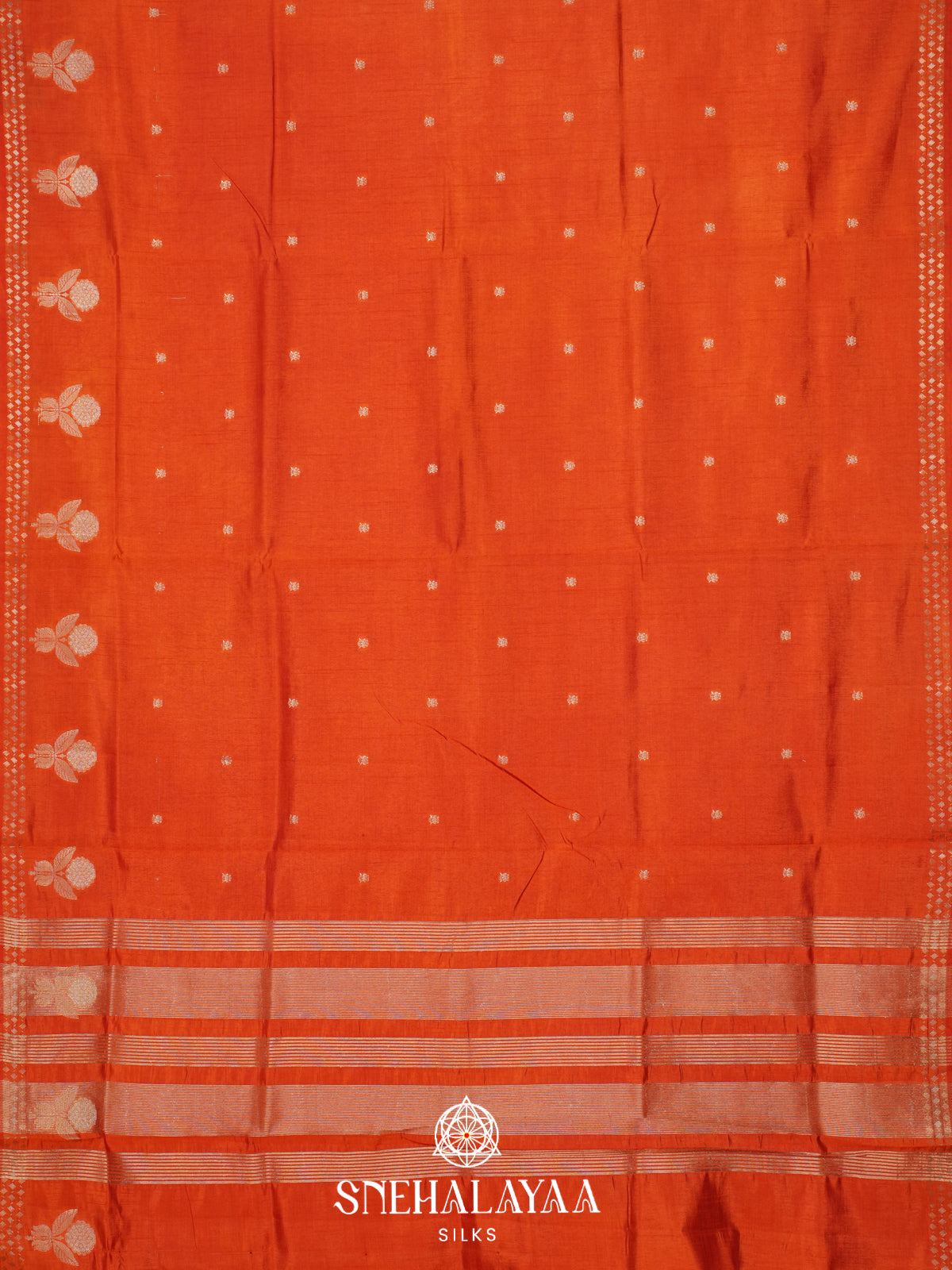 Rust Orange Raw Silk Saree