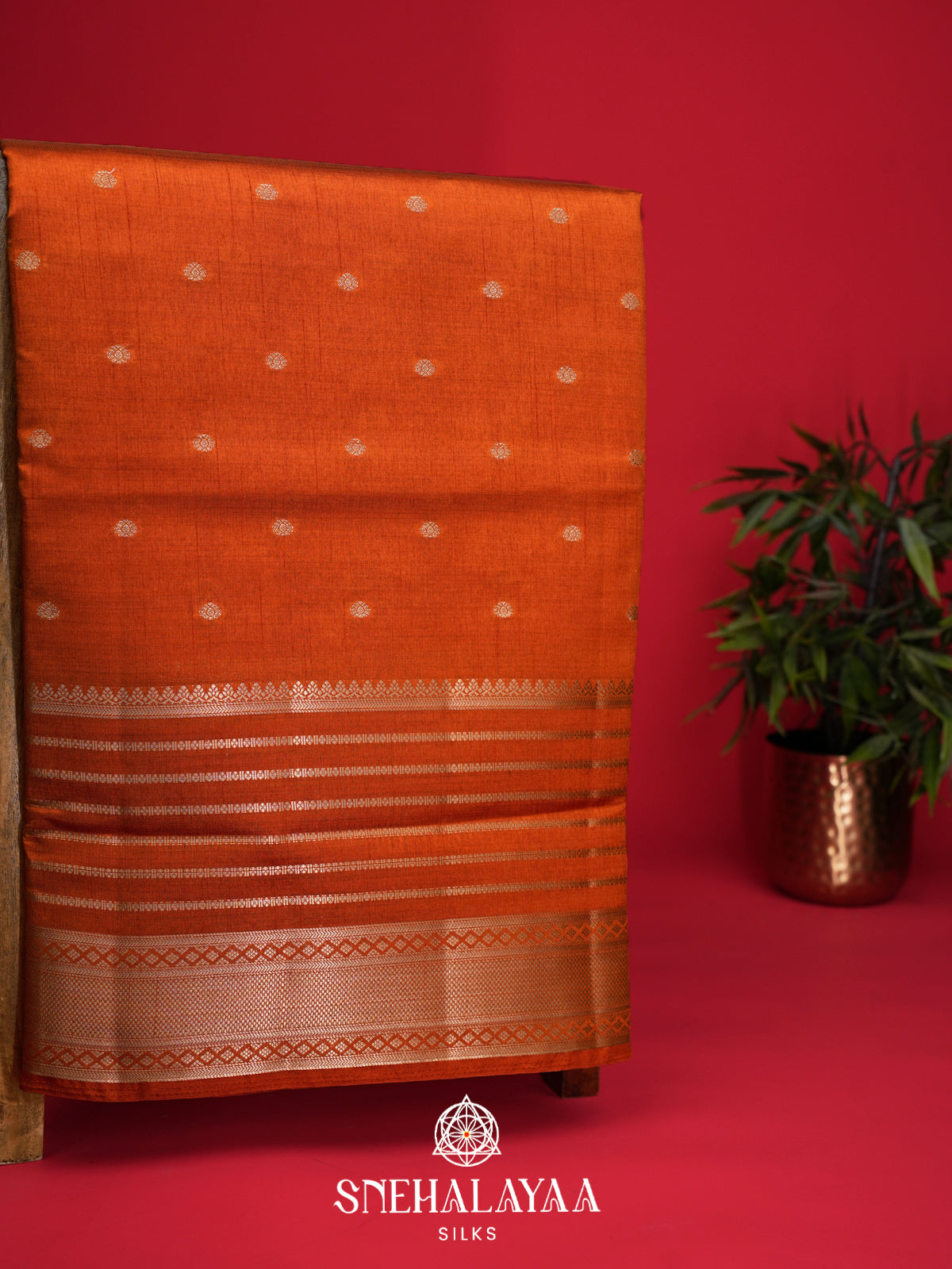 Orange Raw Silk Saree