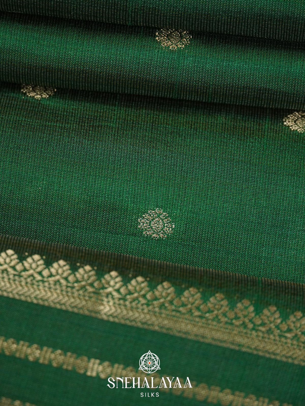 Forest Green Raw Silk Saree