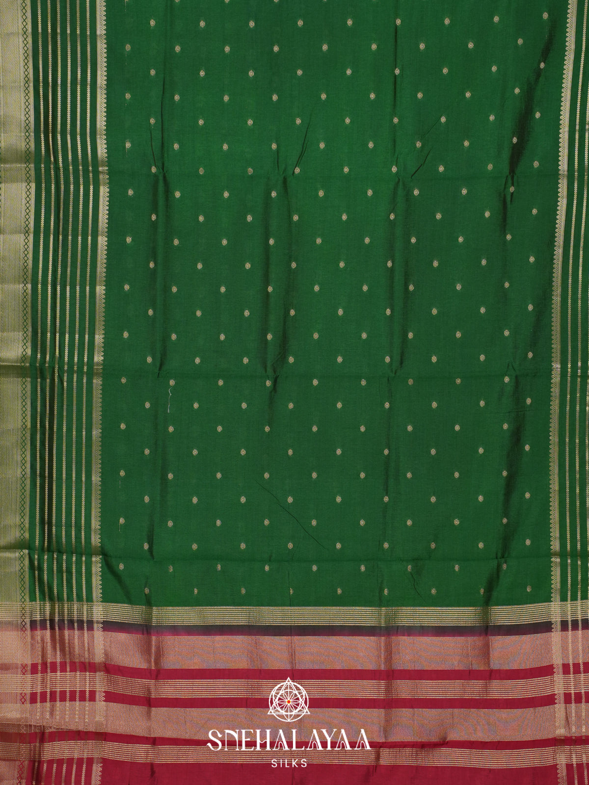Forest Green Raw Silk Saree
