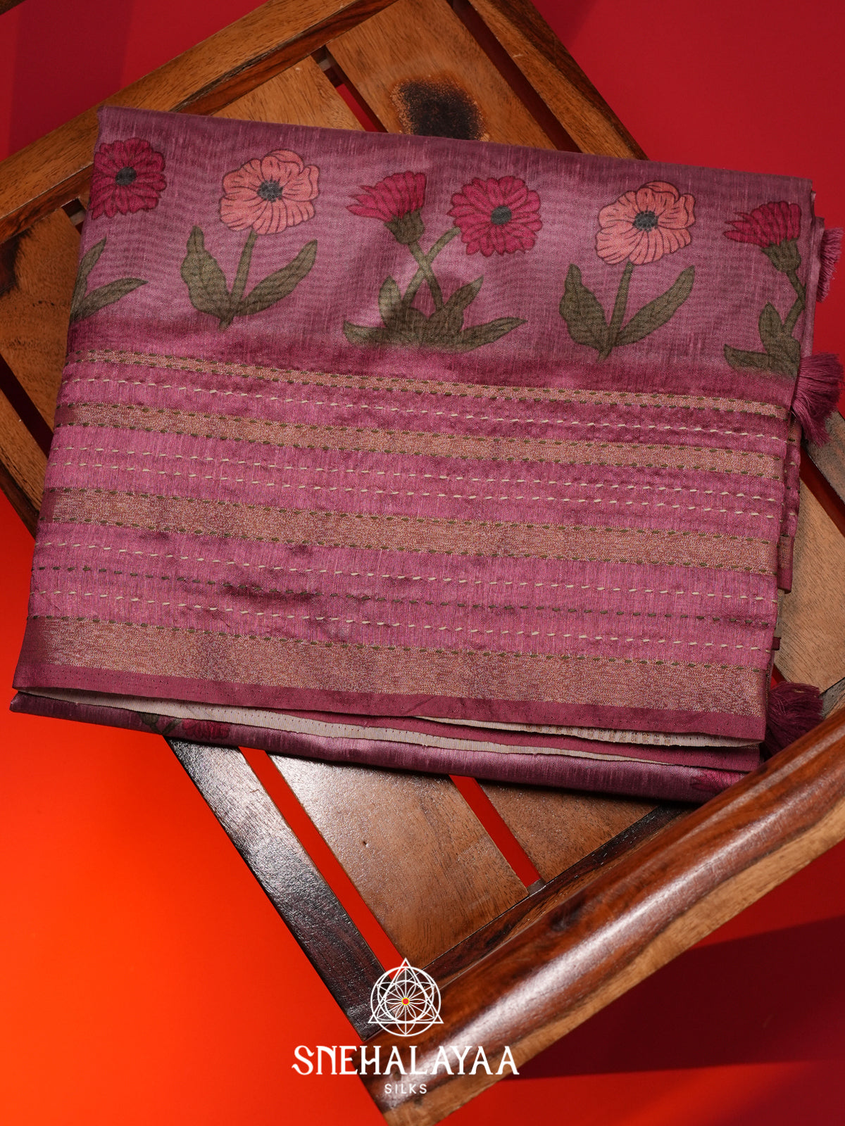 Mauve Pink Tussar saree