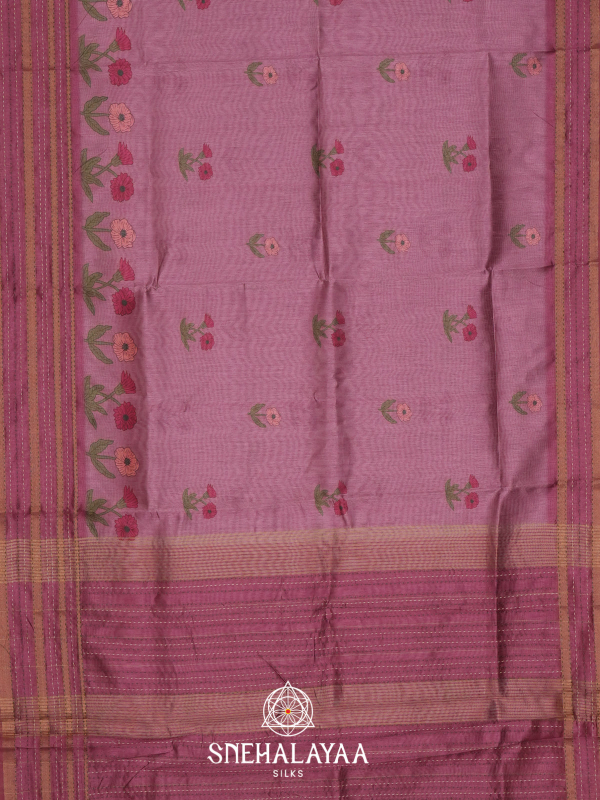 Mauve Pink Tussar saree