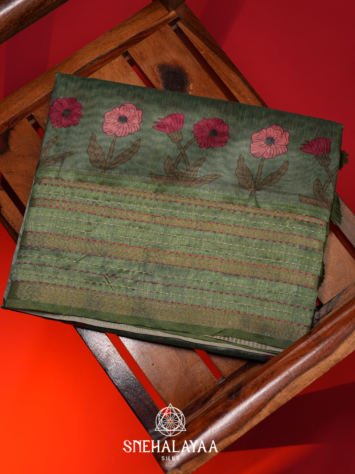 Green Tussar saree