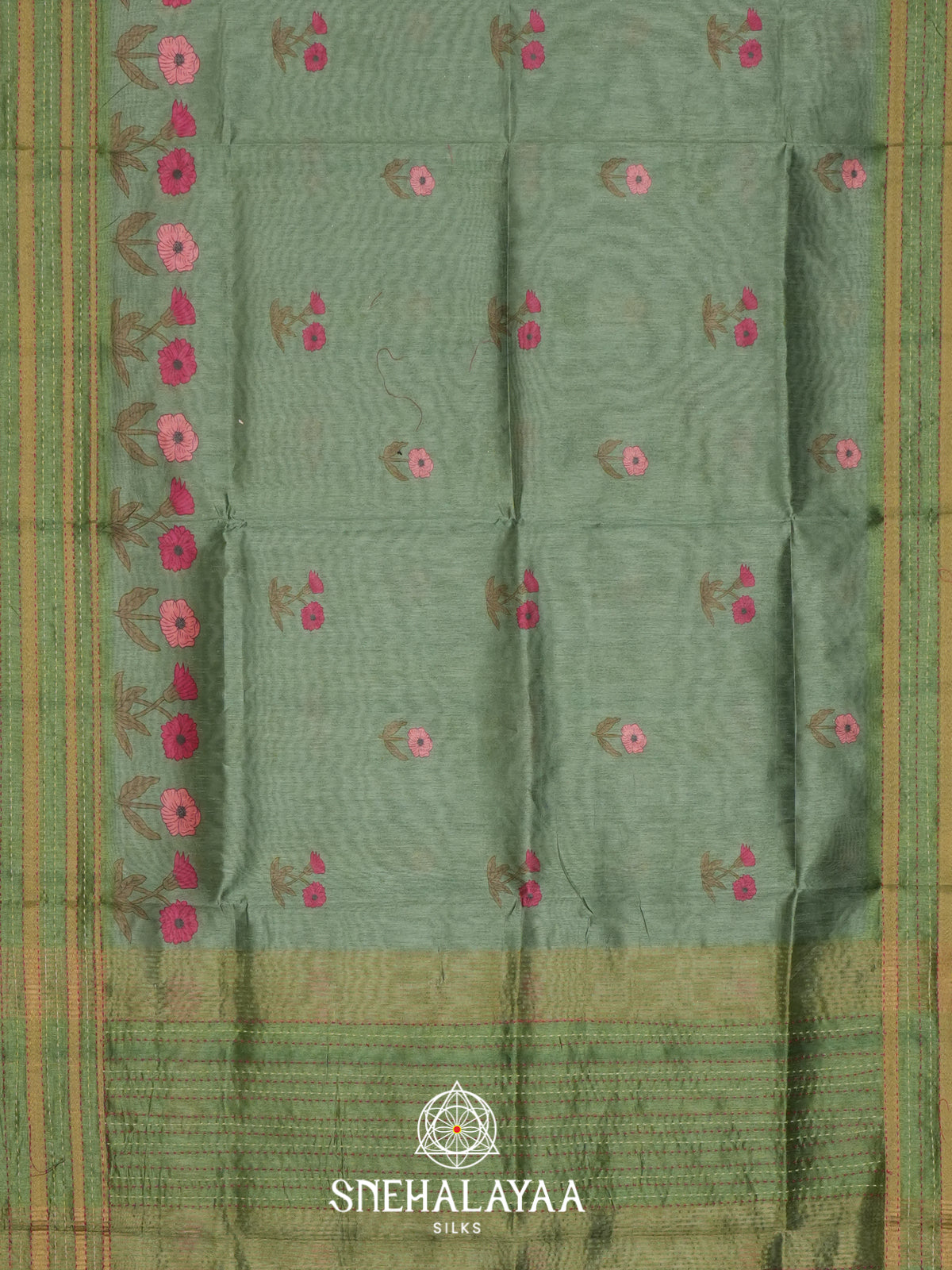 Green Tussar saree
