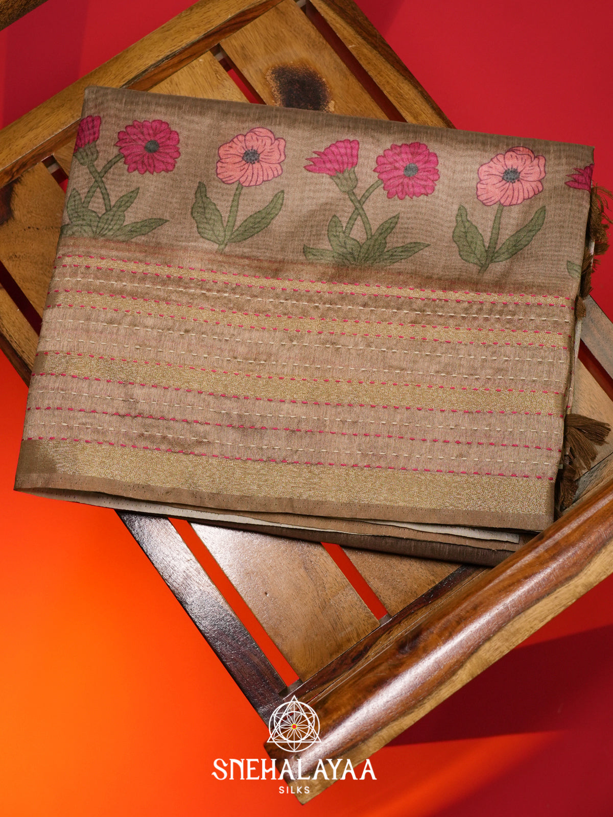 Antique Gold Tussar saree